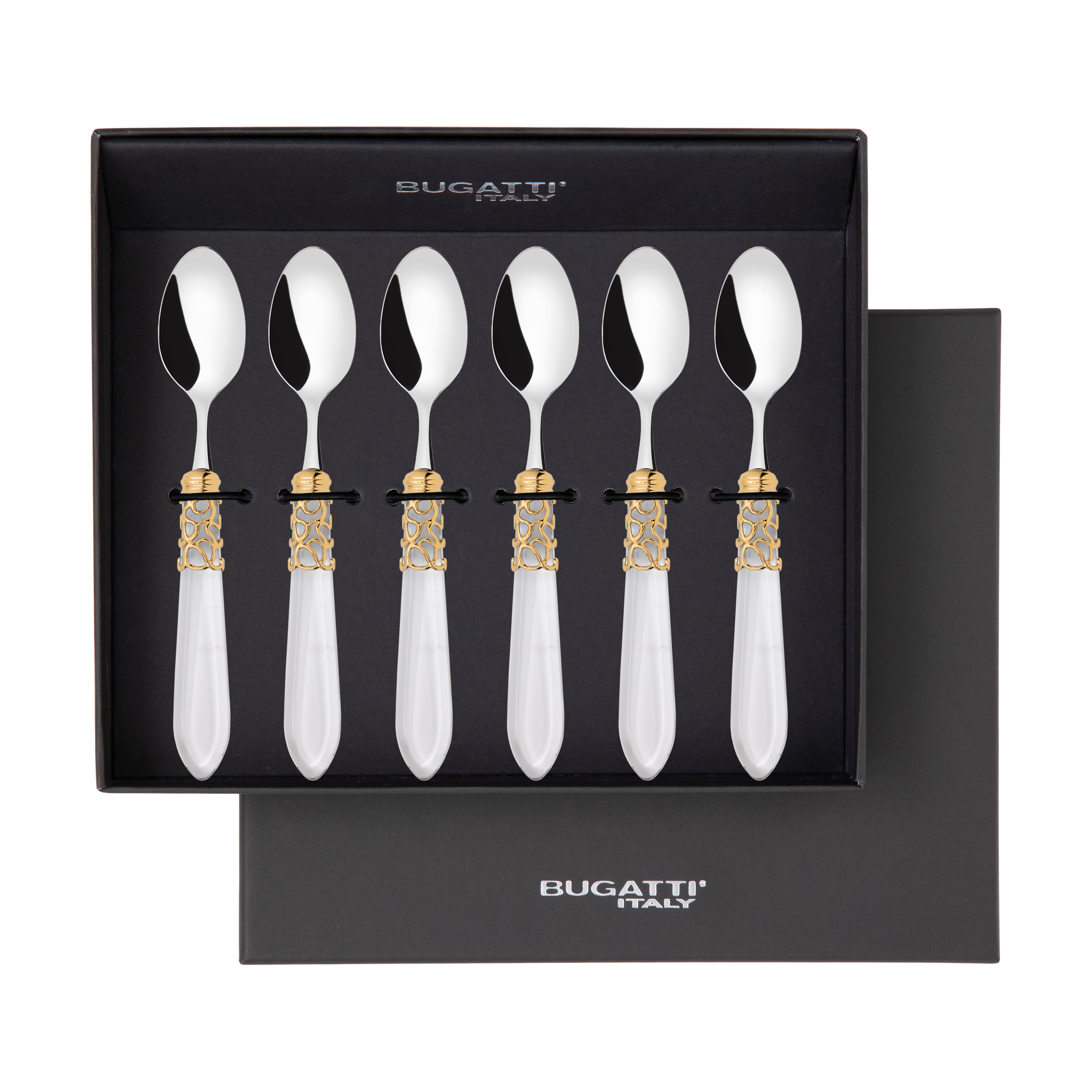Melodia Gold 6 Piece Moka Spoon Set in gift box clear