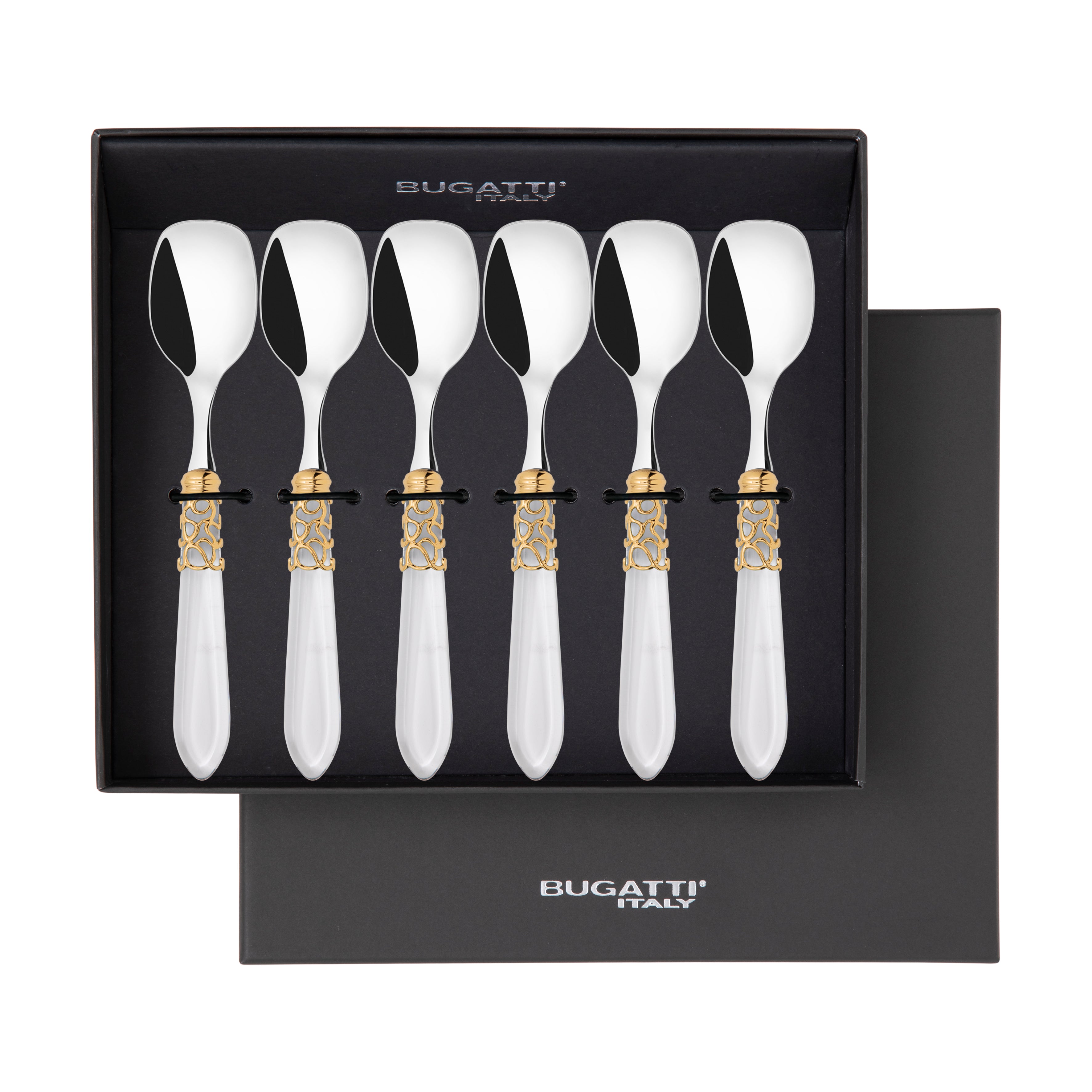 Melodia Gold Ice Cream Spoons Set in gift box - clear