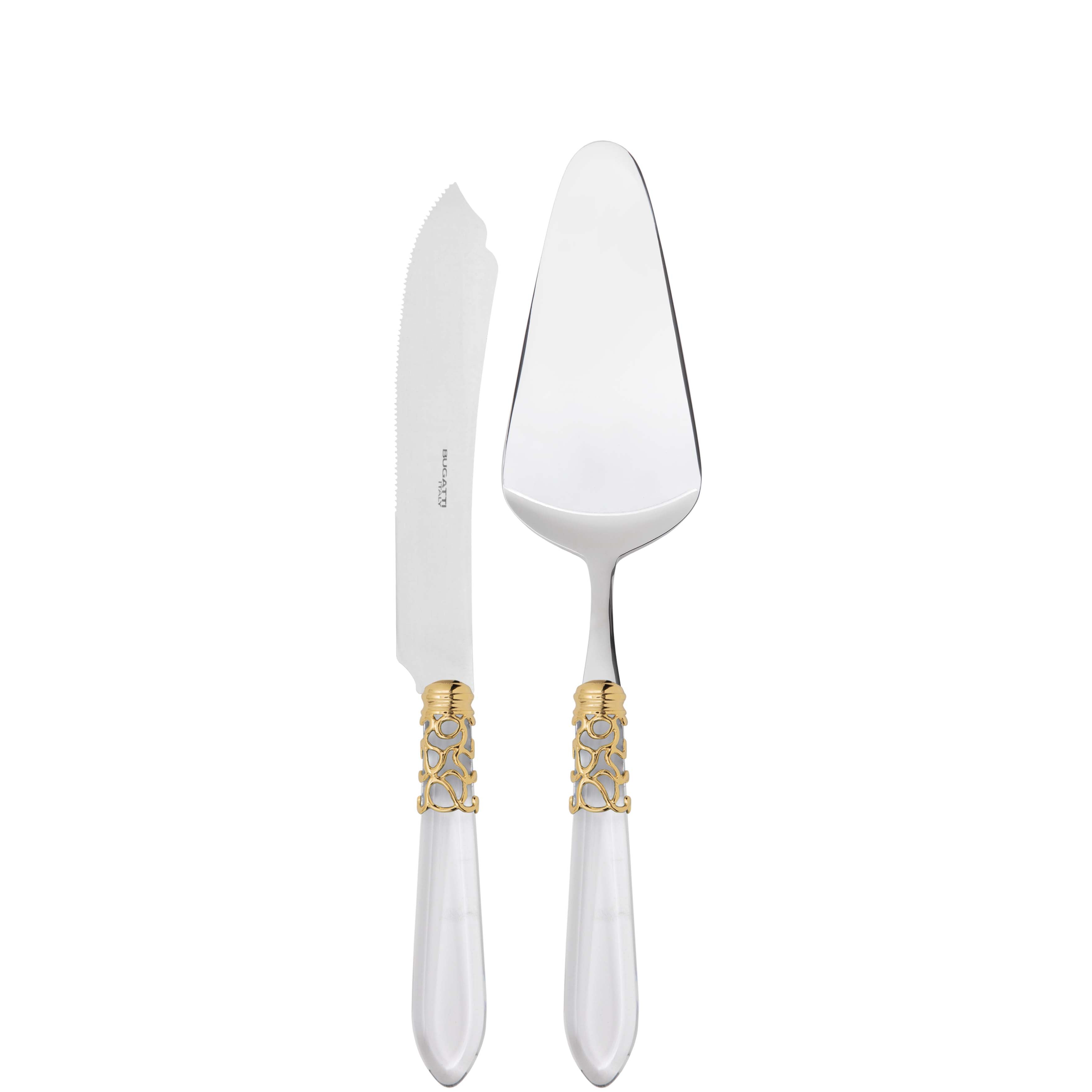Melodia Gold 2 Piece Cake Serving set - Clear