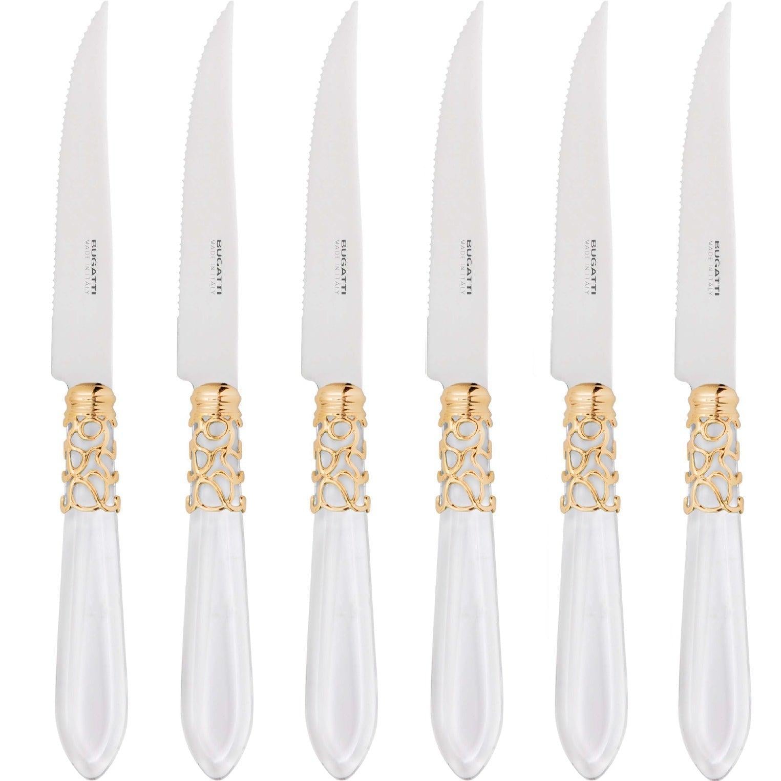Melodia Gold 6 Piece Steak knife Set - Clear
