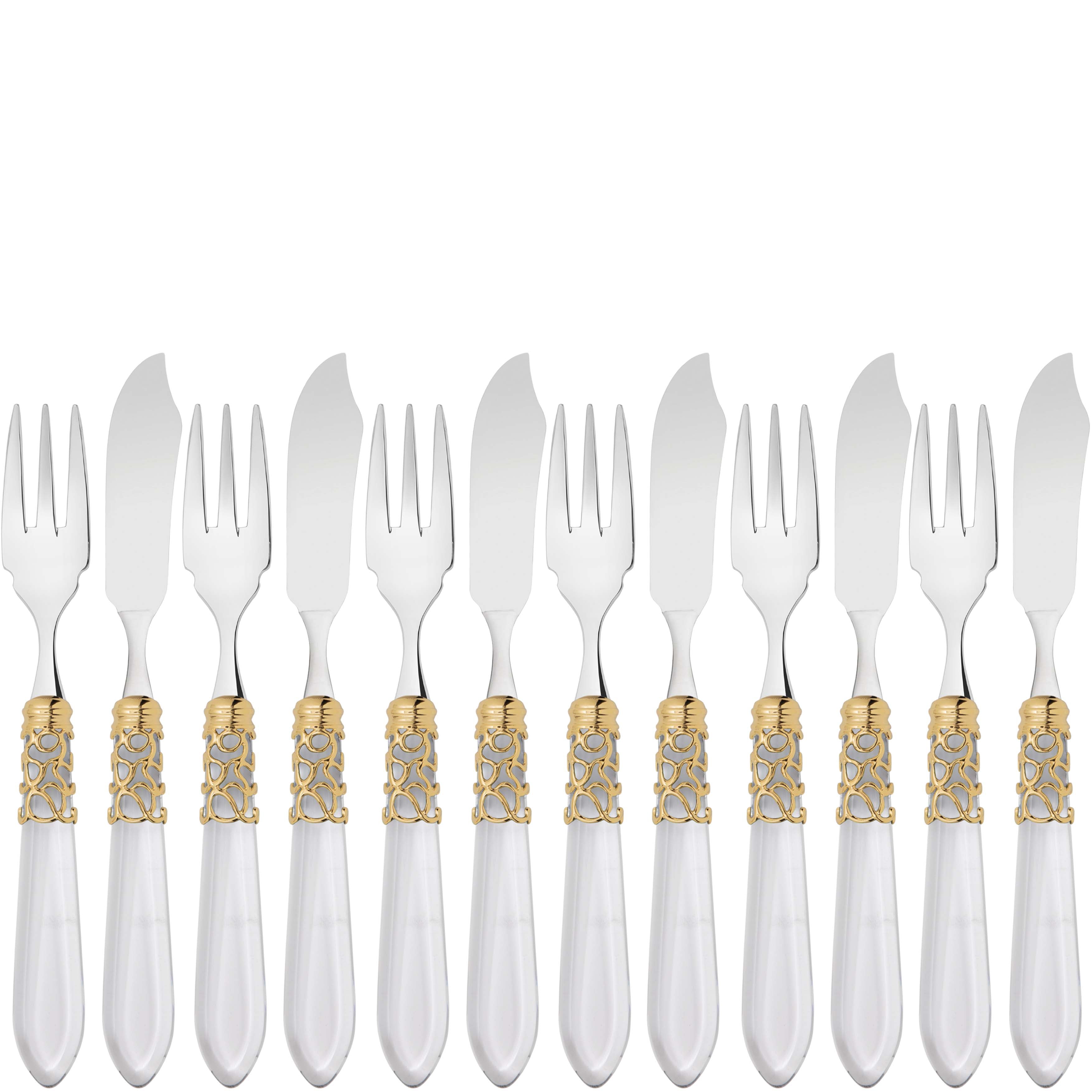 Melodia Gold 12 Piece Fish Set - clear