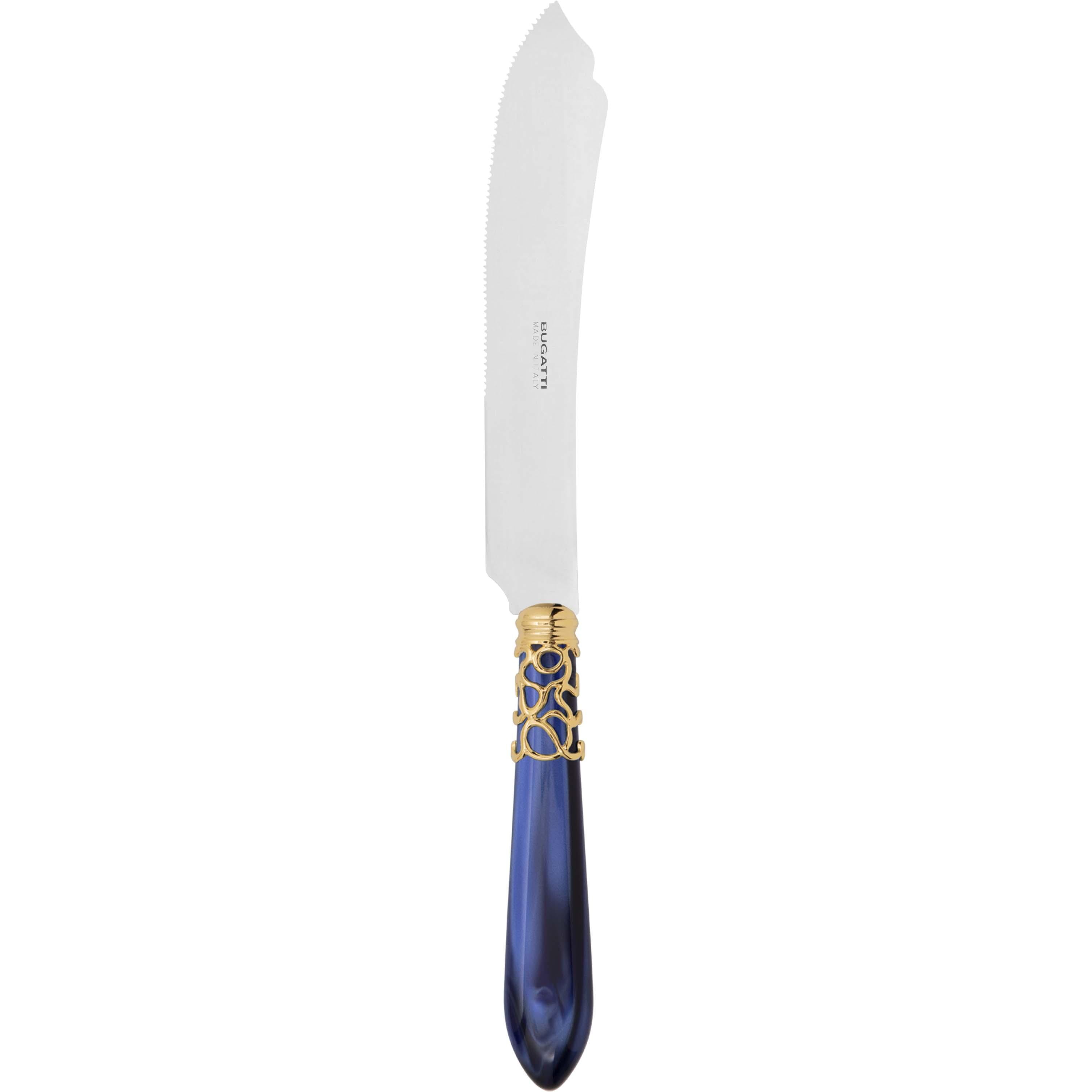 Melodia Gold Cake Knife 28 cm (11.02 inch) - royal blue-Casa Bugatti USA