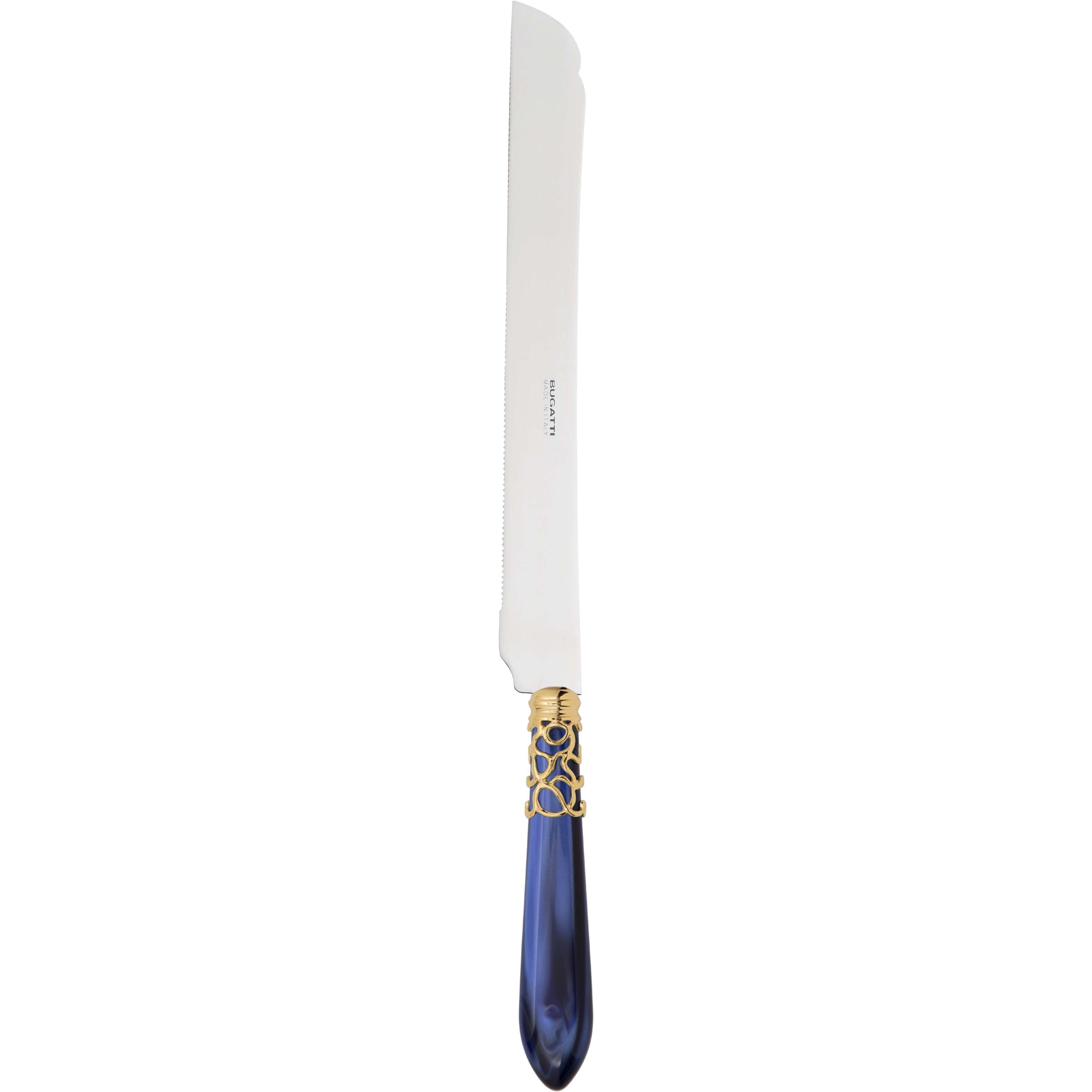 Melodia Gold Long Cake Knife 32 cm (12.60 inch) - royal blue
