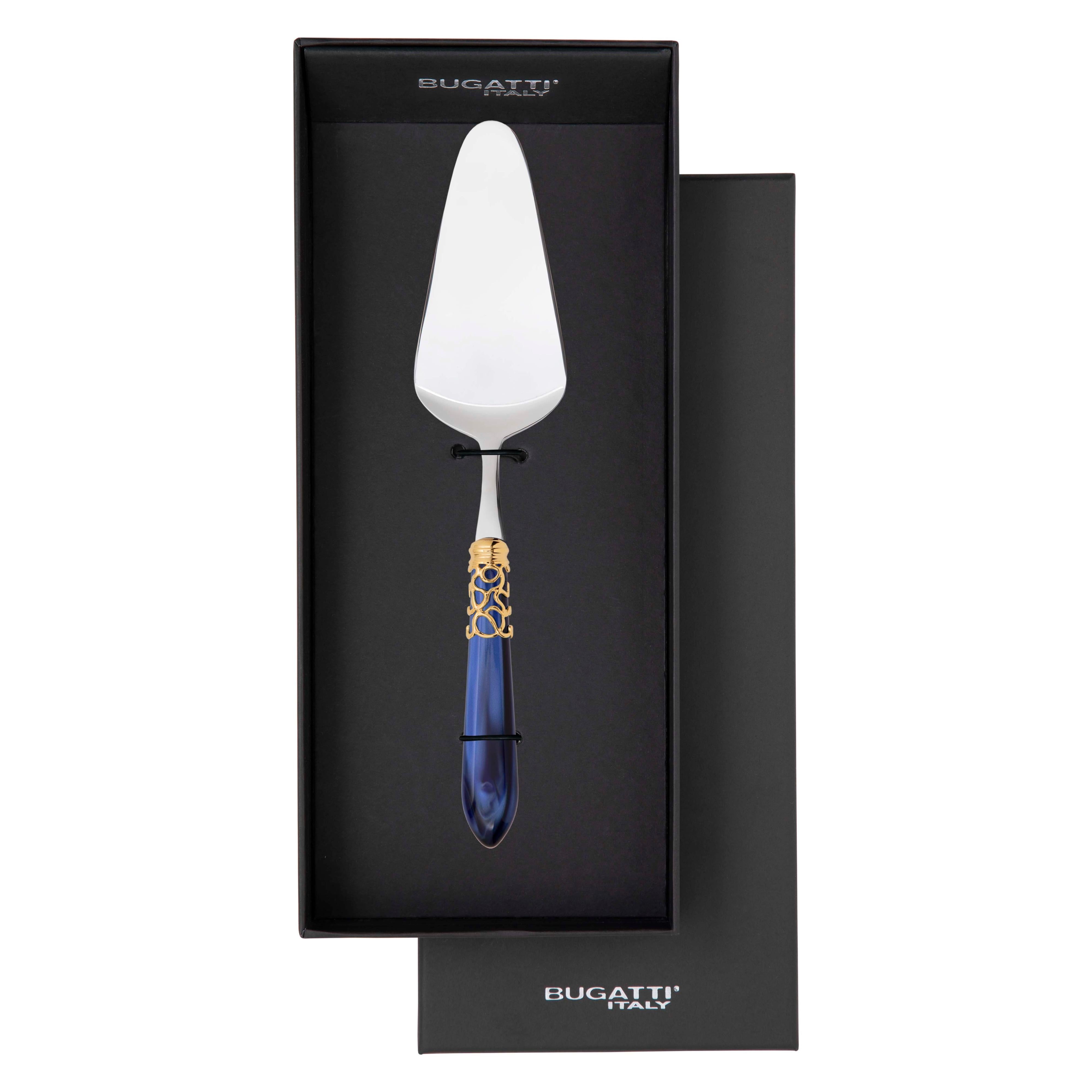 Melodia Gold Cake Server in gift box - royal blue