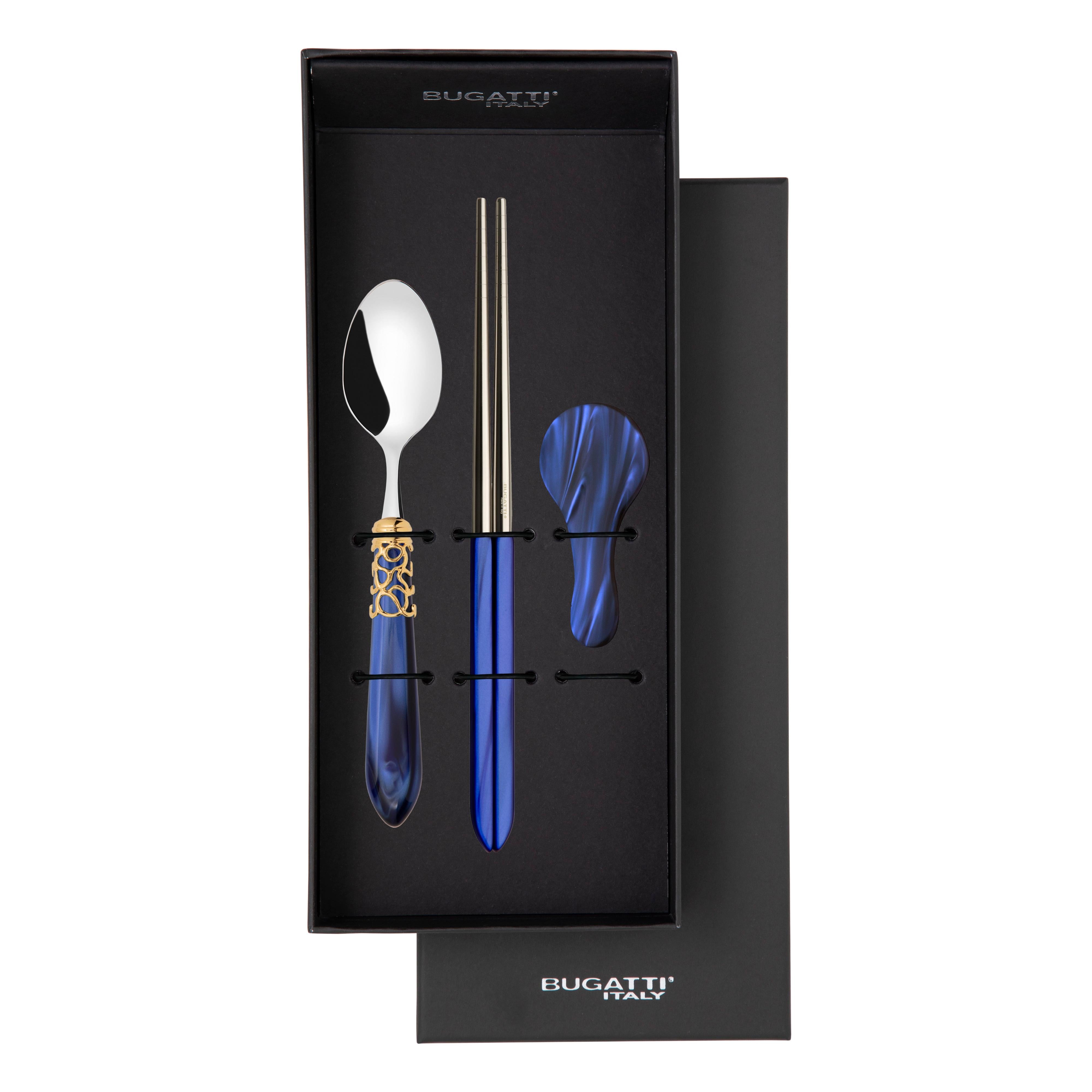 Melodia Gold Chopticks set for 1 in gift box - Royal Blue