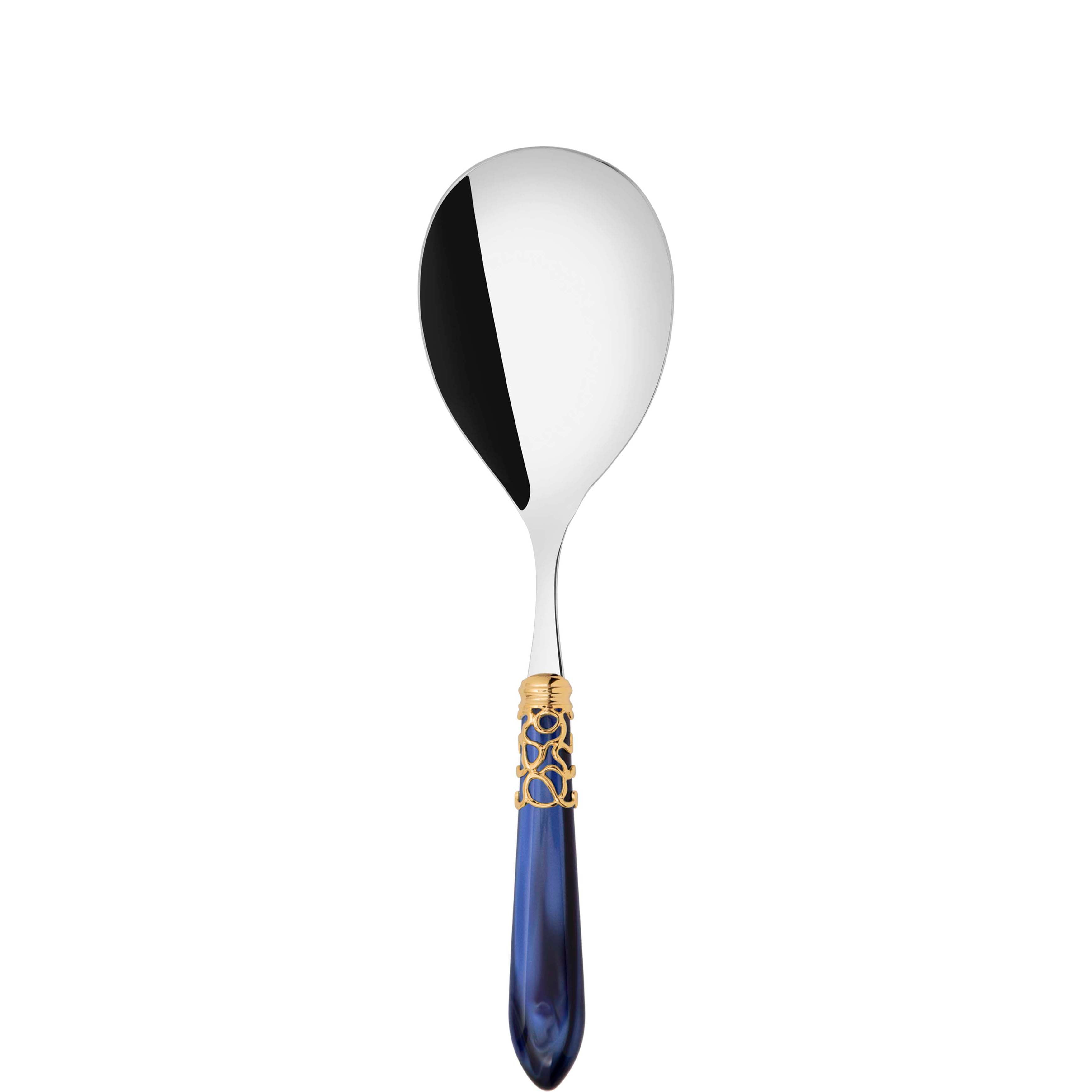 Melodia Gold Rice Casserole Serving Spoon in gift box - royal blue