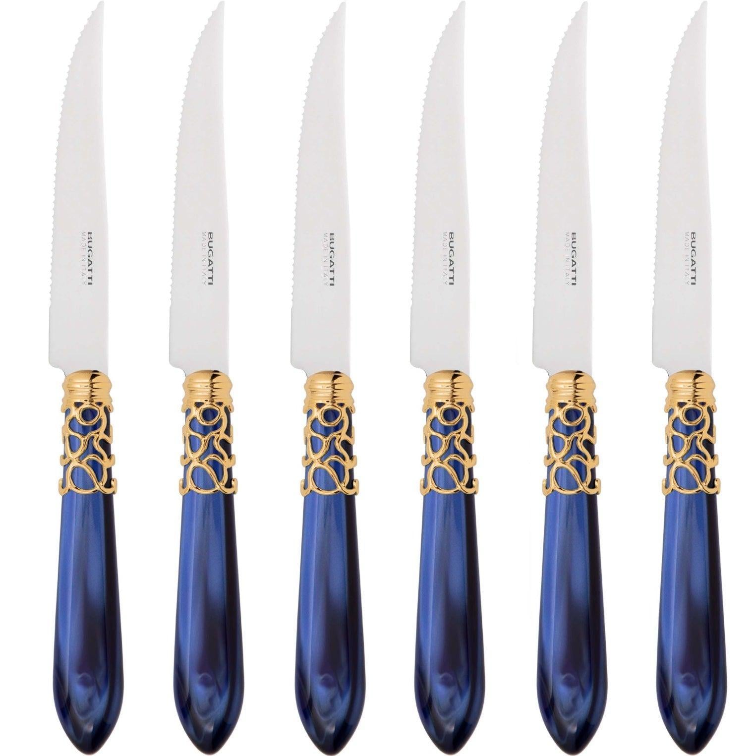 Melodia Gold 6 Piece Steak knife Set - Royal Blue