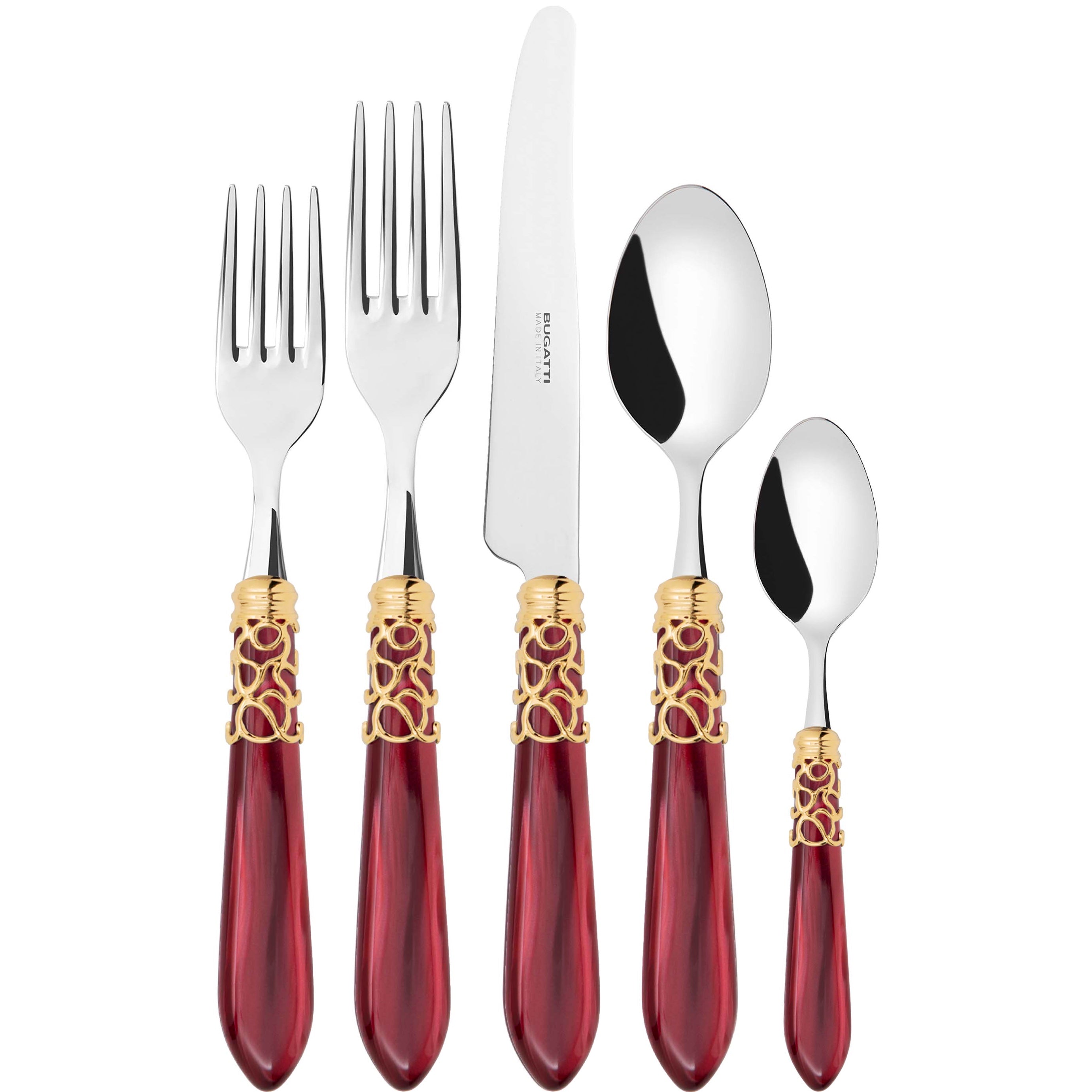 Melodia Gold 5 Piece Place setting - Burgundy
