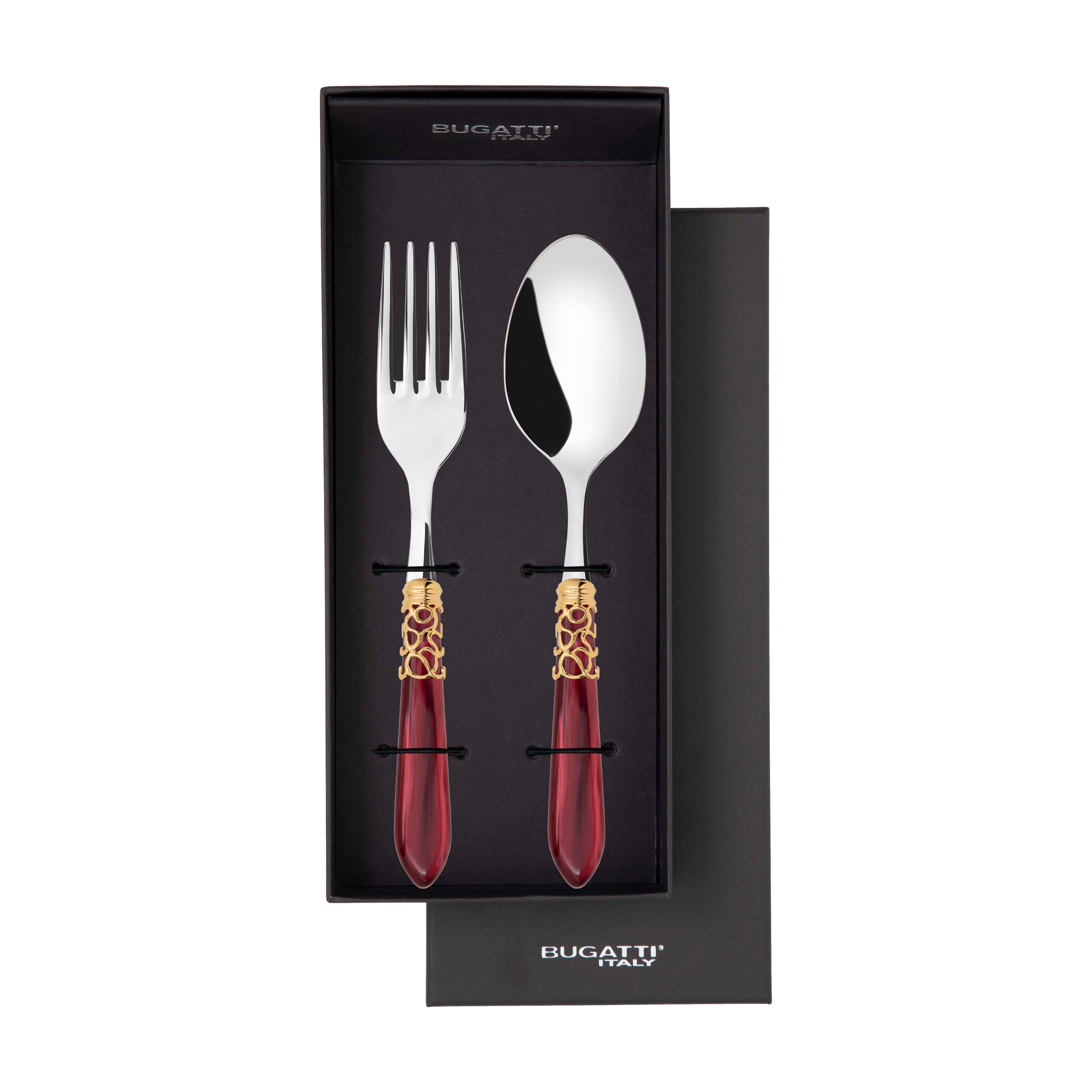 Melodia Gold 2 Piece Serving Set - Burgundy
