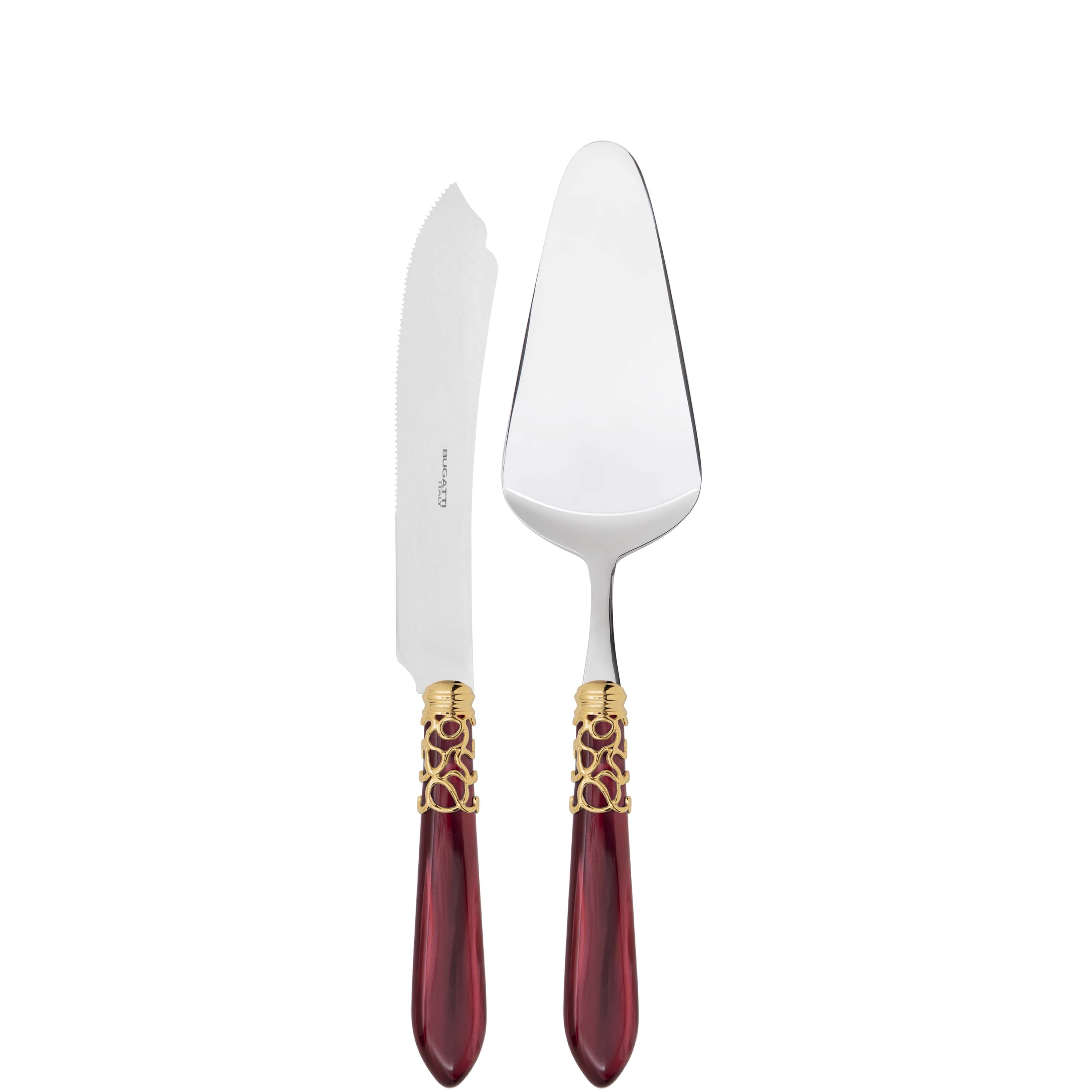 Melodia Gold 2 Piece Cake Serving set - Burgundy