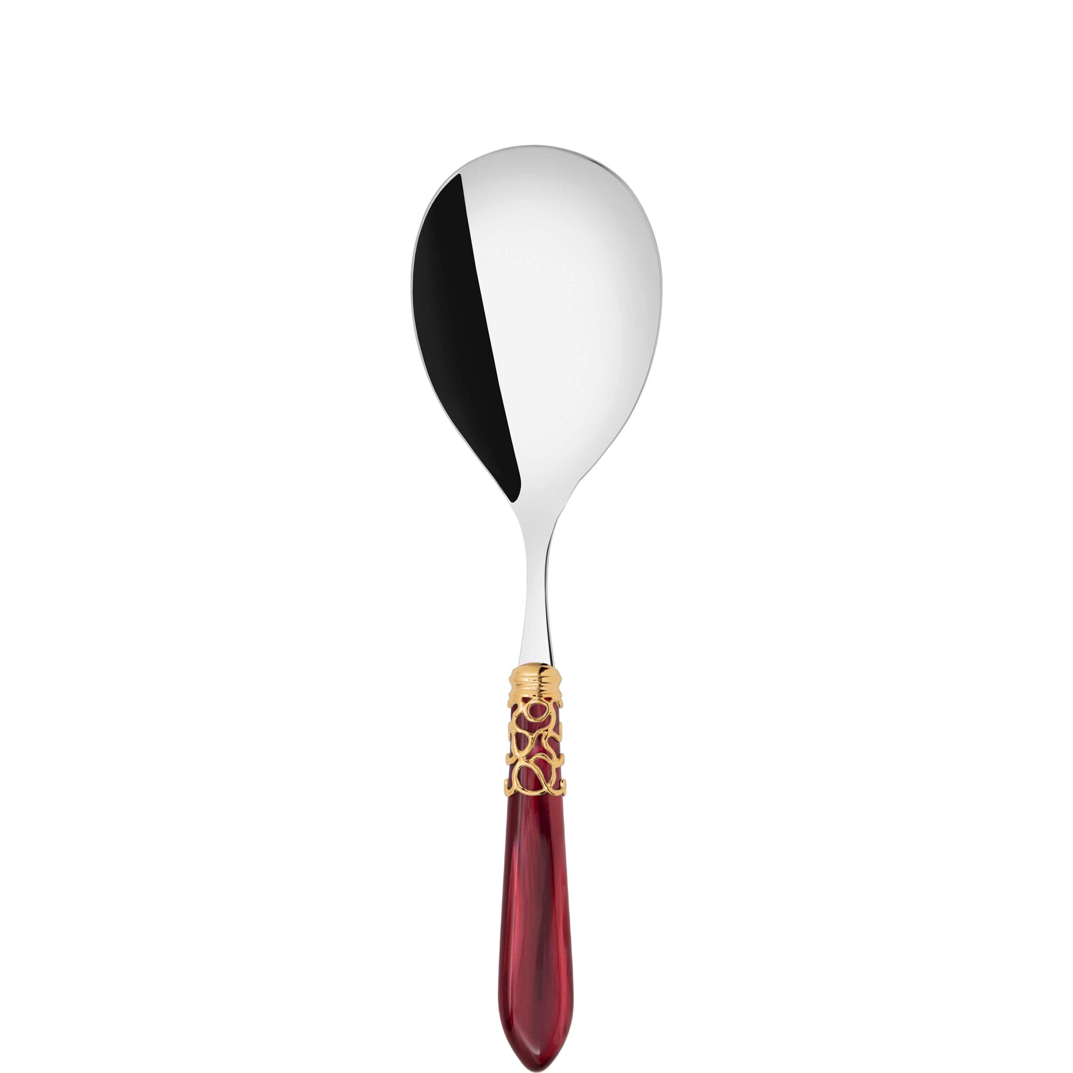 Melodia Gold Rice Casserole Serving Spoon in gift box - burgundy