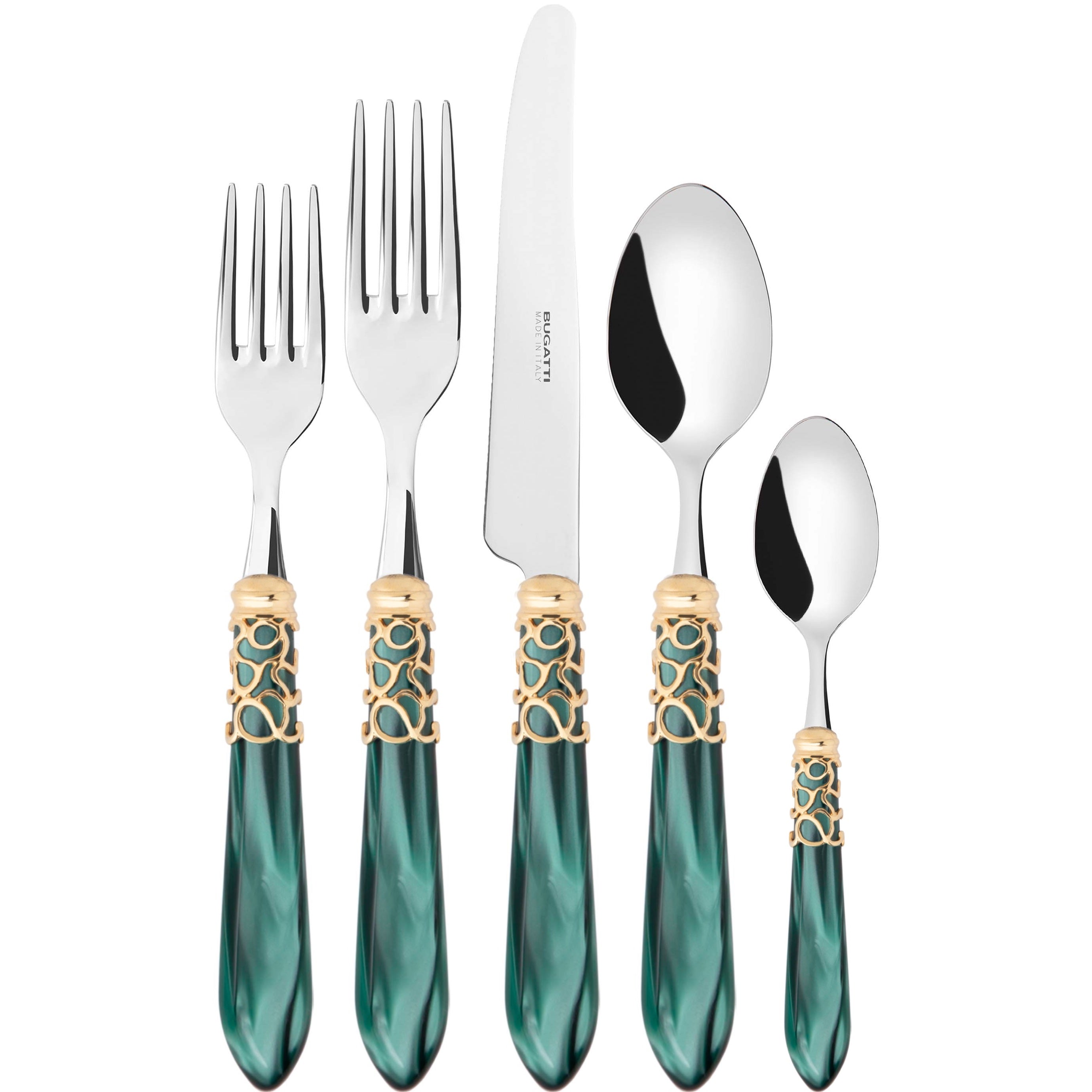 Melodia Gold 5 Piece Place setting - green-Casa Bugatti USA