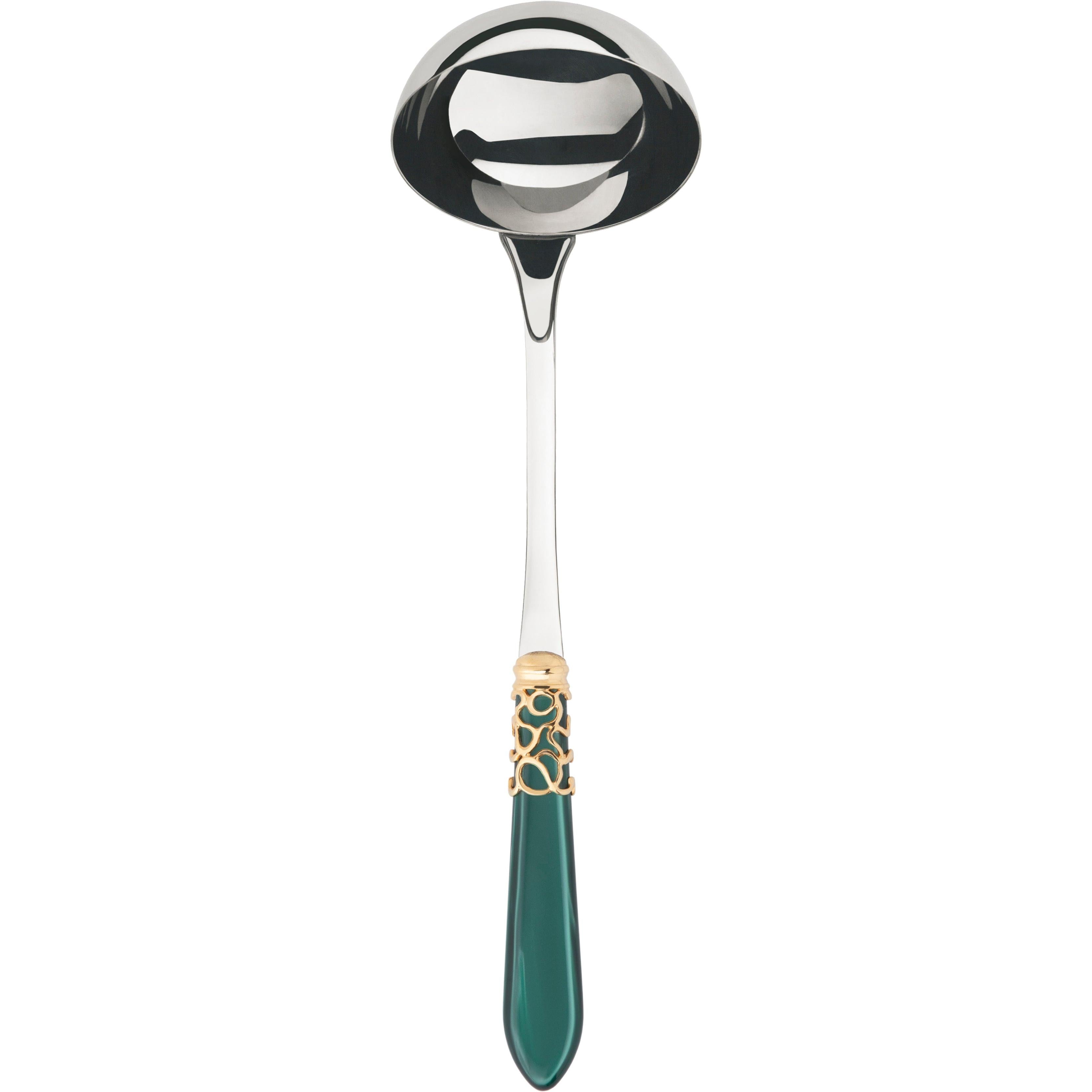 Melodia Gold Soup Ladle - green