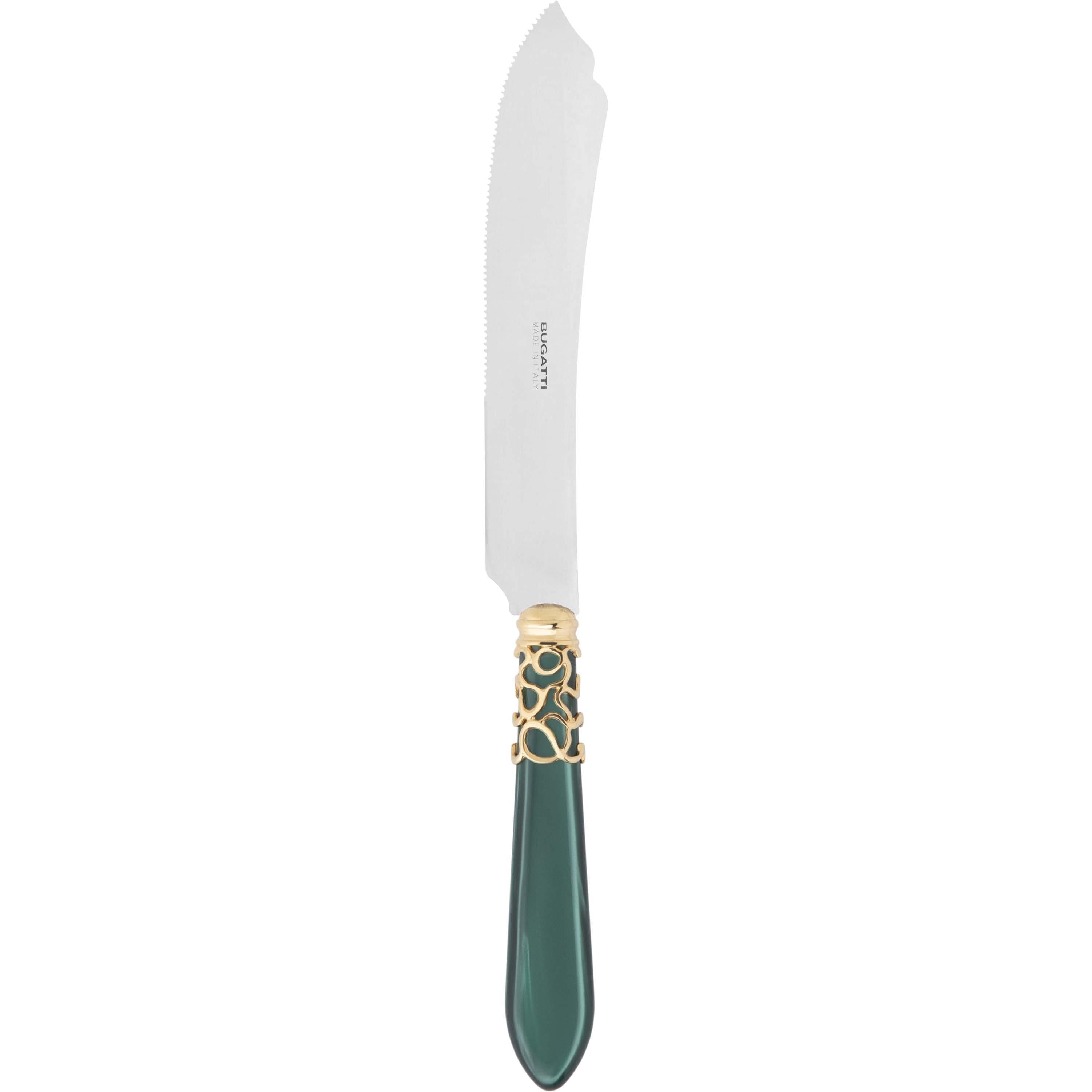 Melodia Gold Cake Knife 28 cm (11.02 inch) - green