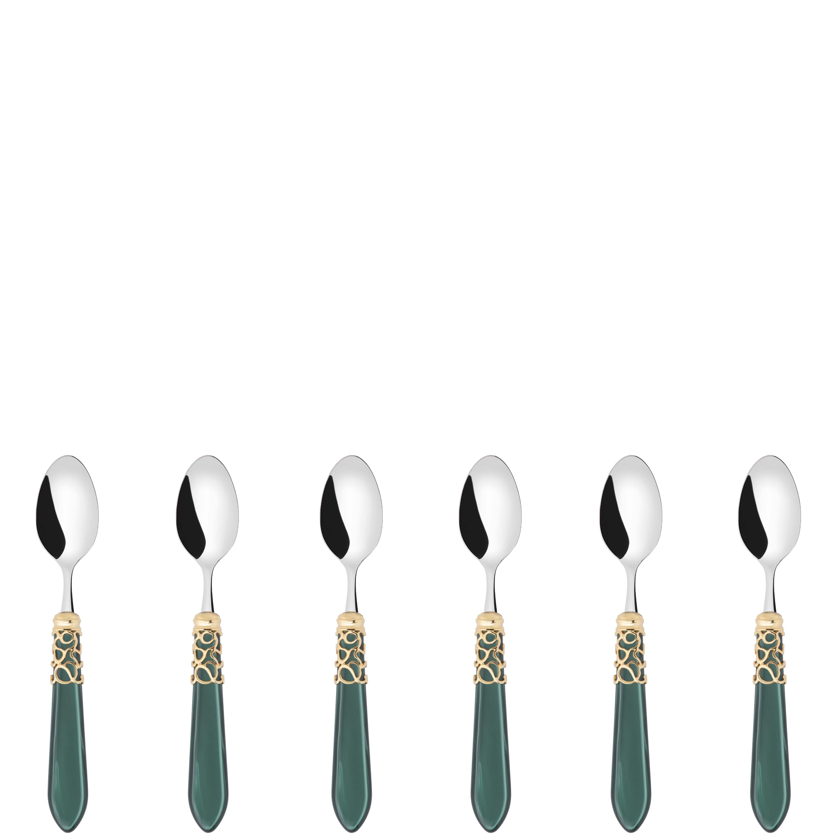 Melodia Gold 6 Piece Moka Spoon Set in gift box green