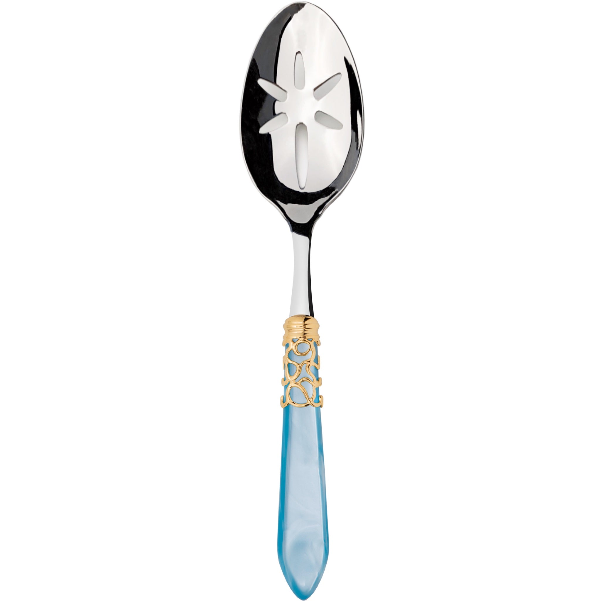 Melodia Gold Slotted Serving Spoon - Sky Blue