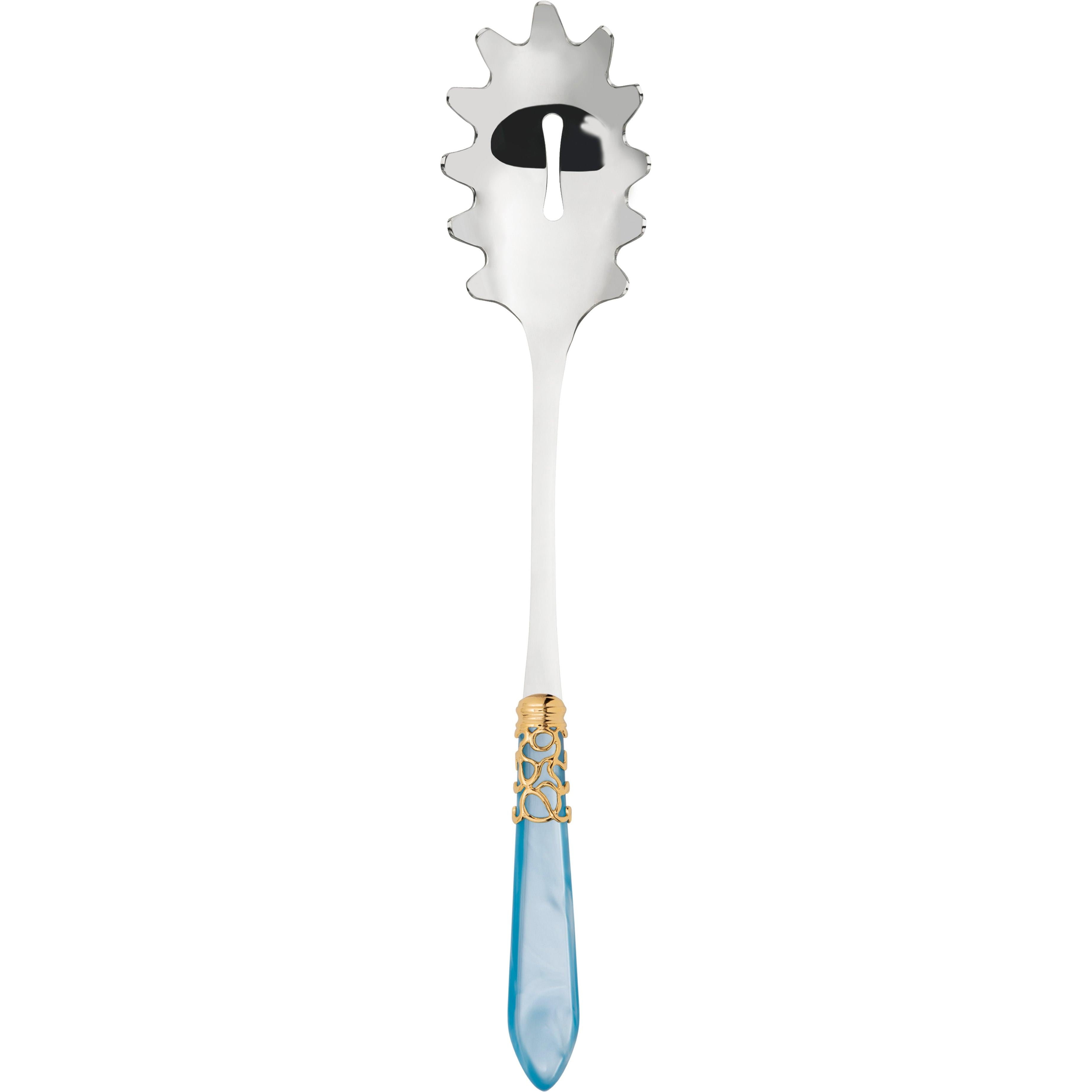 Melodia Gold Pasta / Spaghetti Server - sky blue