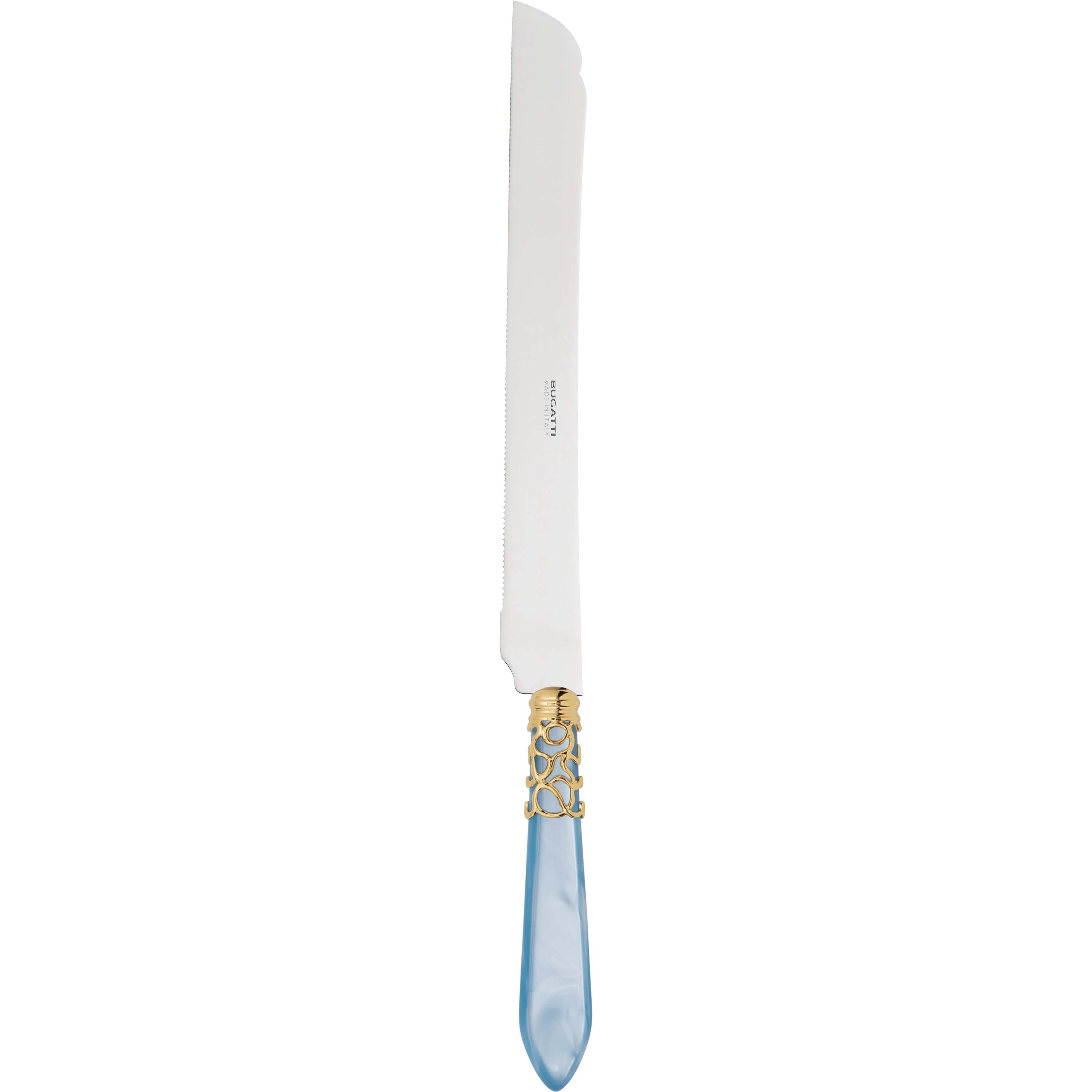 Melodia Gold Long Cake Knife 32 cm (12.60 inch) - sky blue