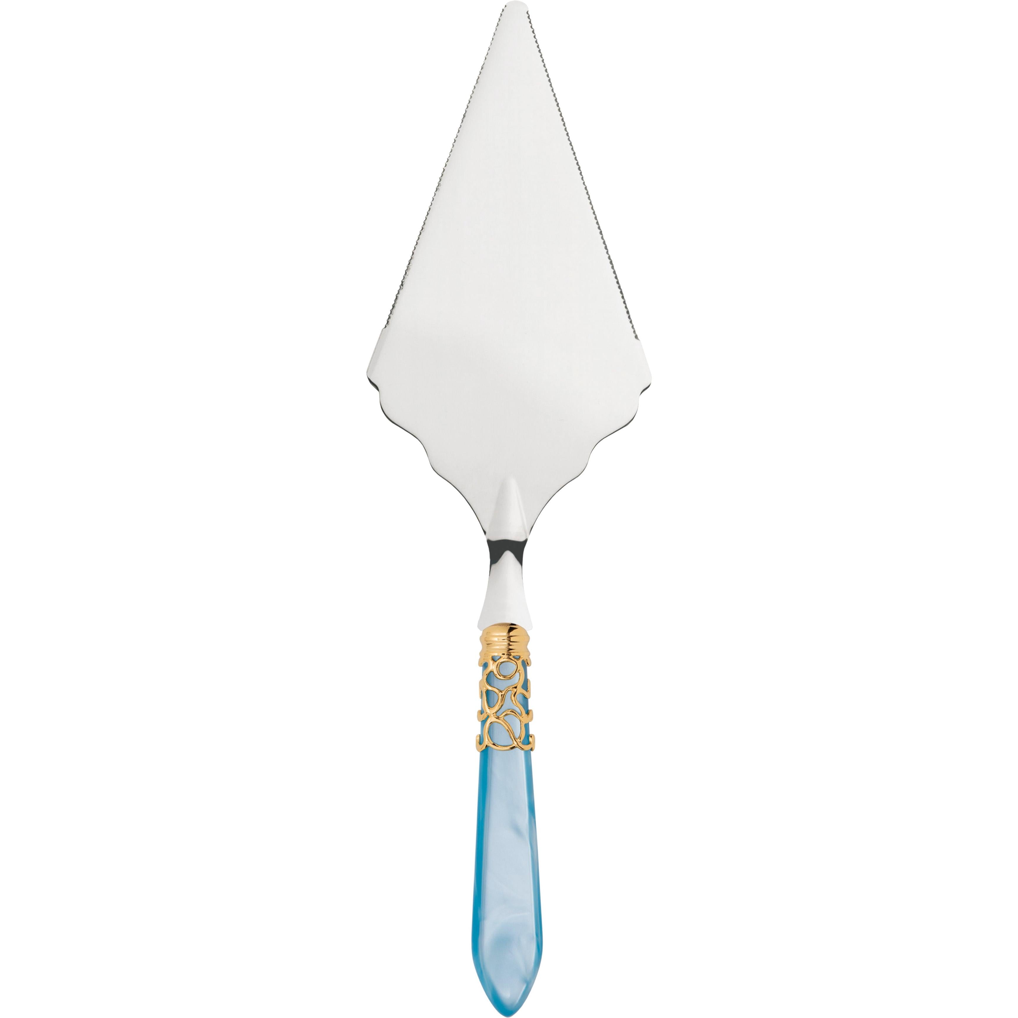 Melodia Gold Large Cake Server Serrated - sky blue