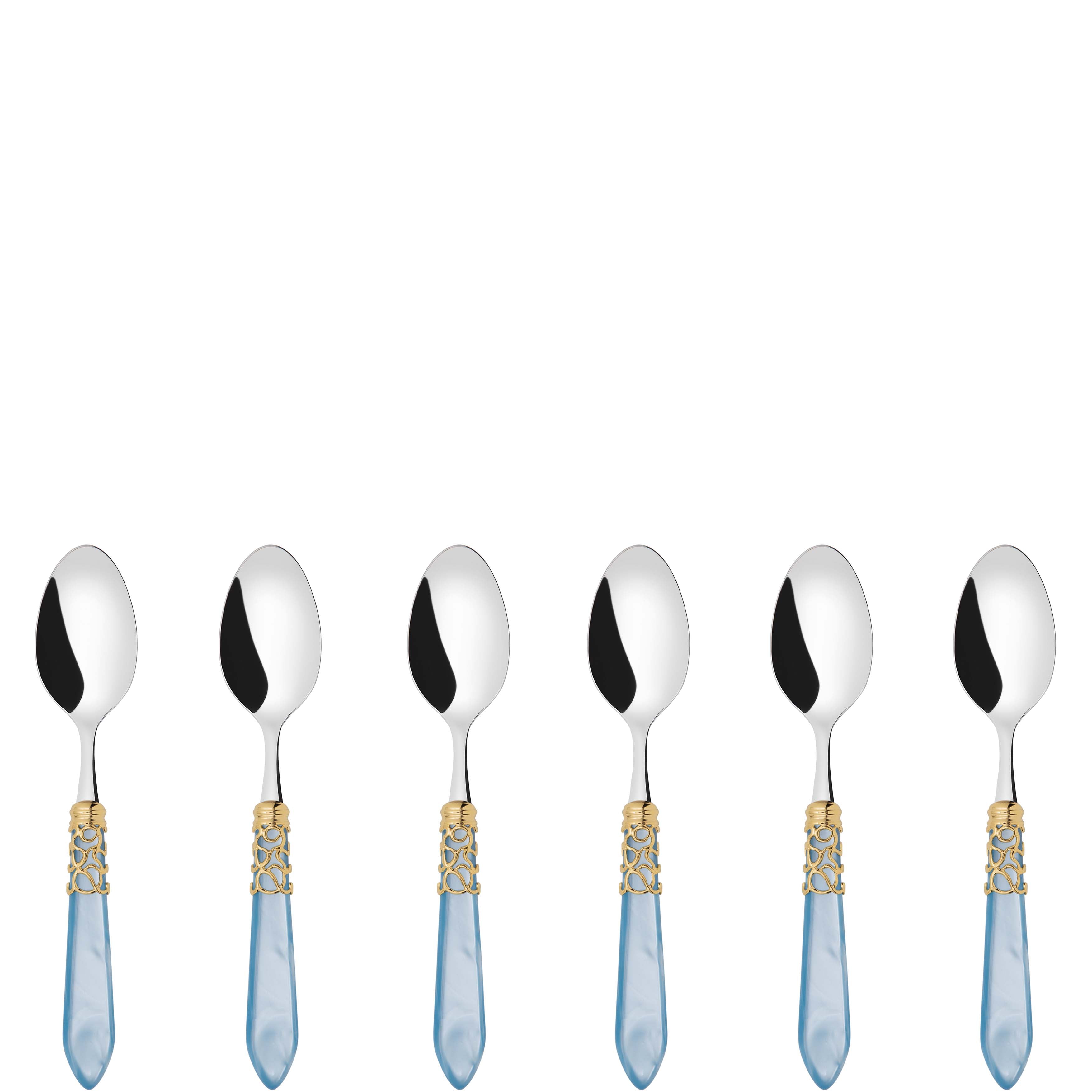 Melodia Gold 6 Piece Coffee Spoon Set in gift box - sky blue