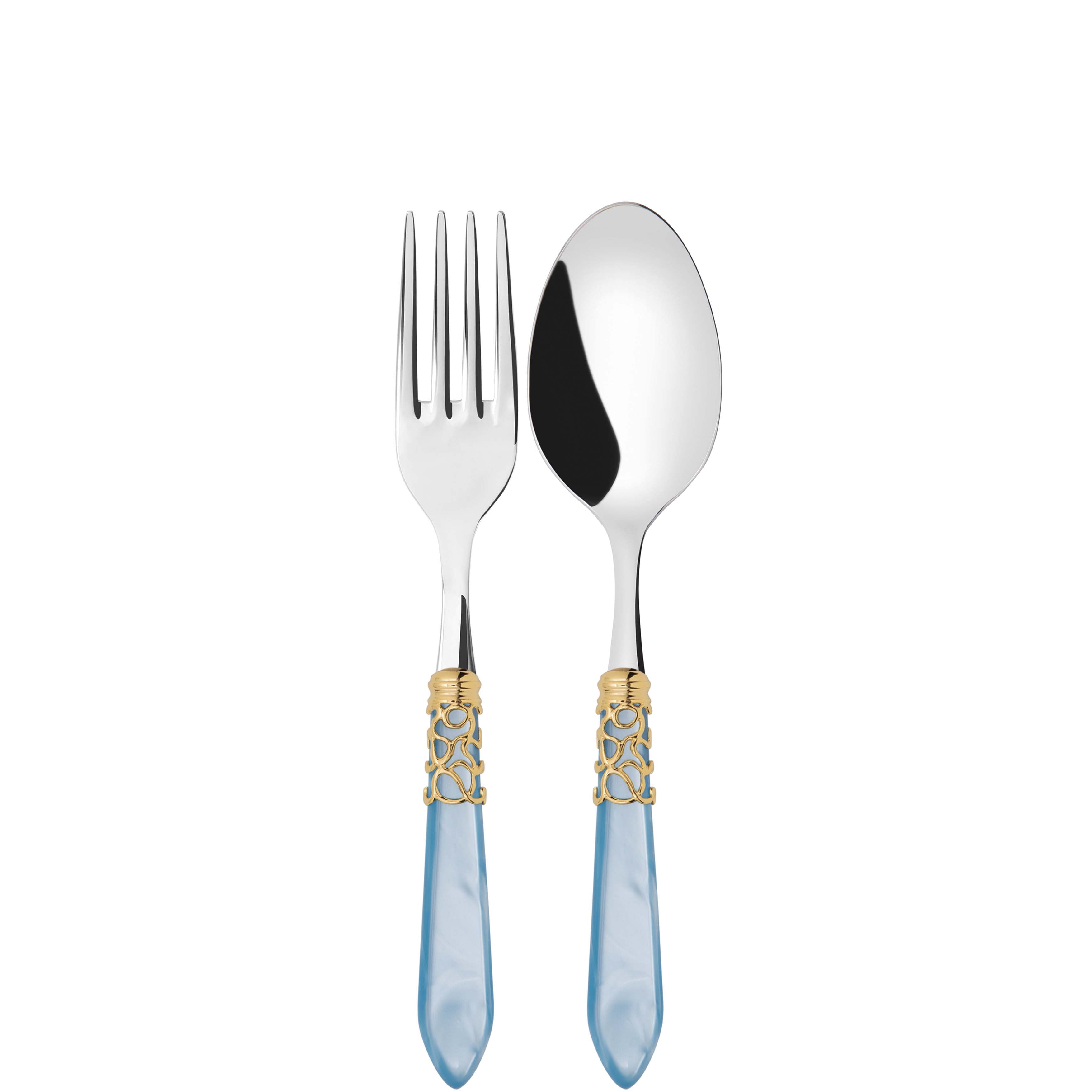 Melodia Gold 2 Piece Serving Set - Sky Blue