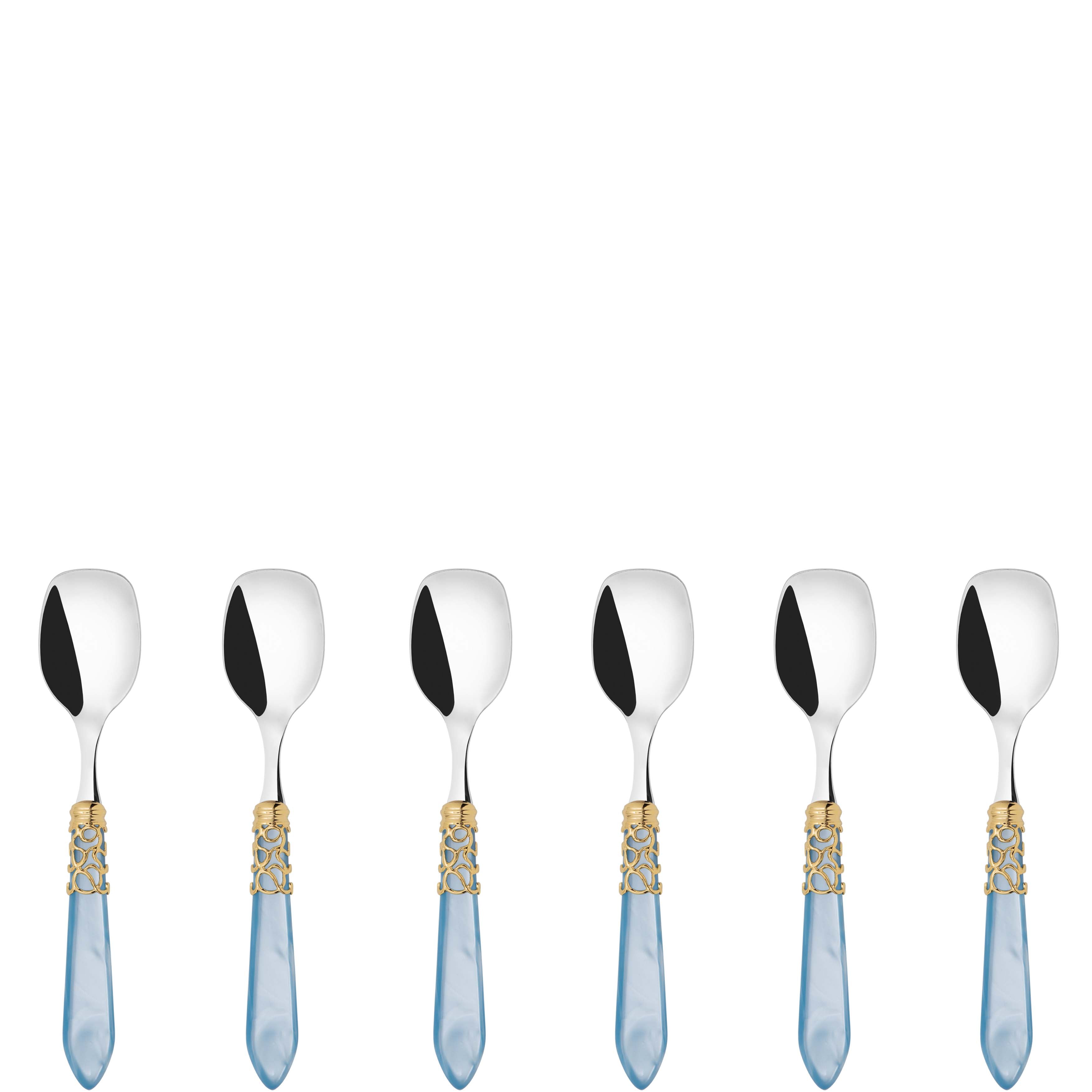 Melodia Gold Ice Cream Spoons Set in gift box - sky blue