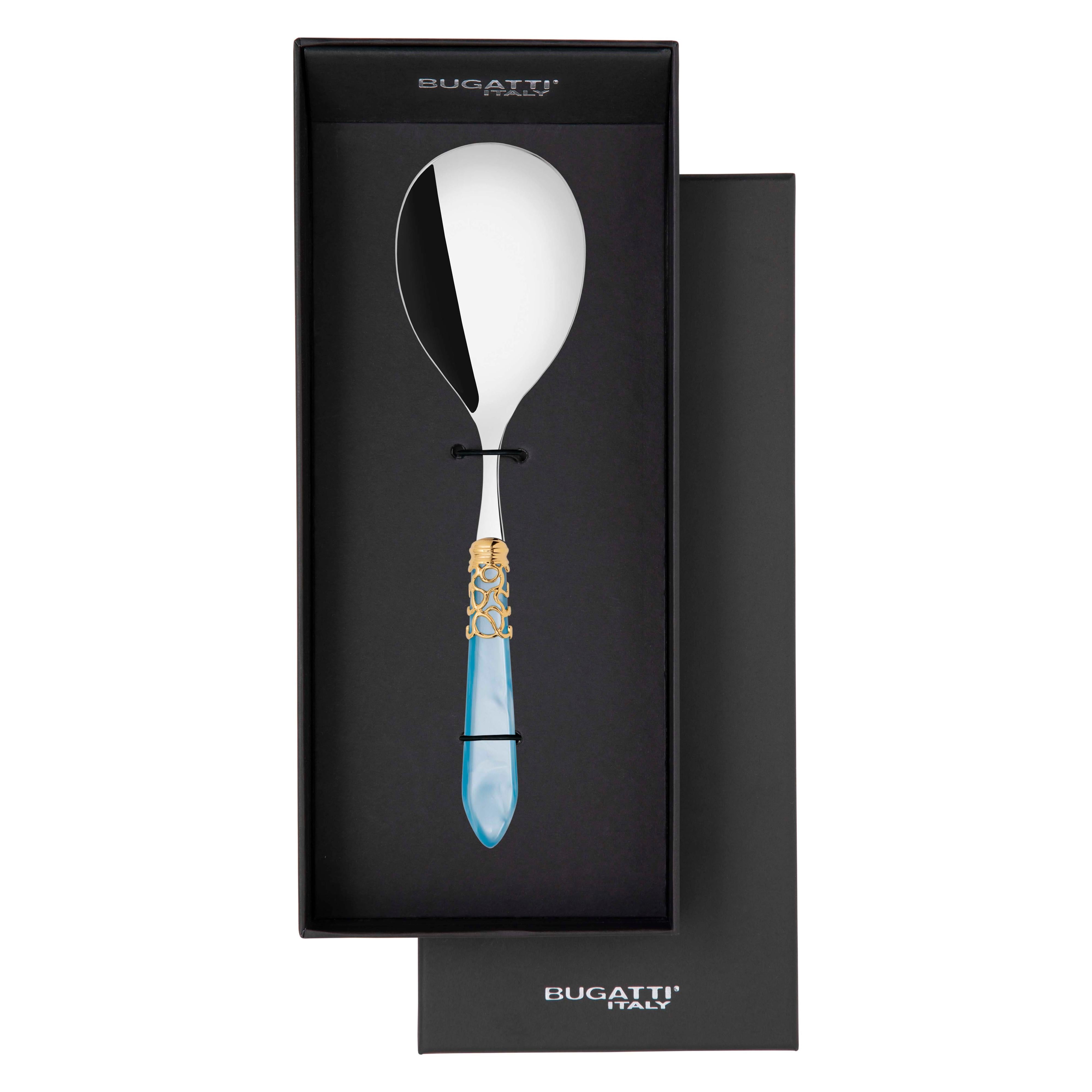 Melodia Gold Rice Casserole Serving Spoon in gift box - sky blue