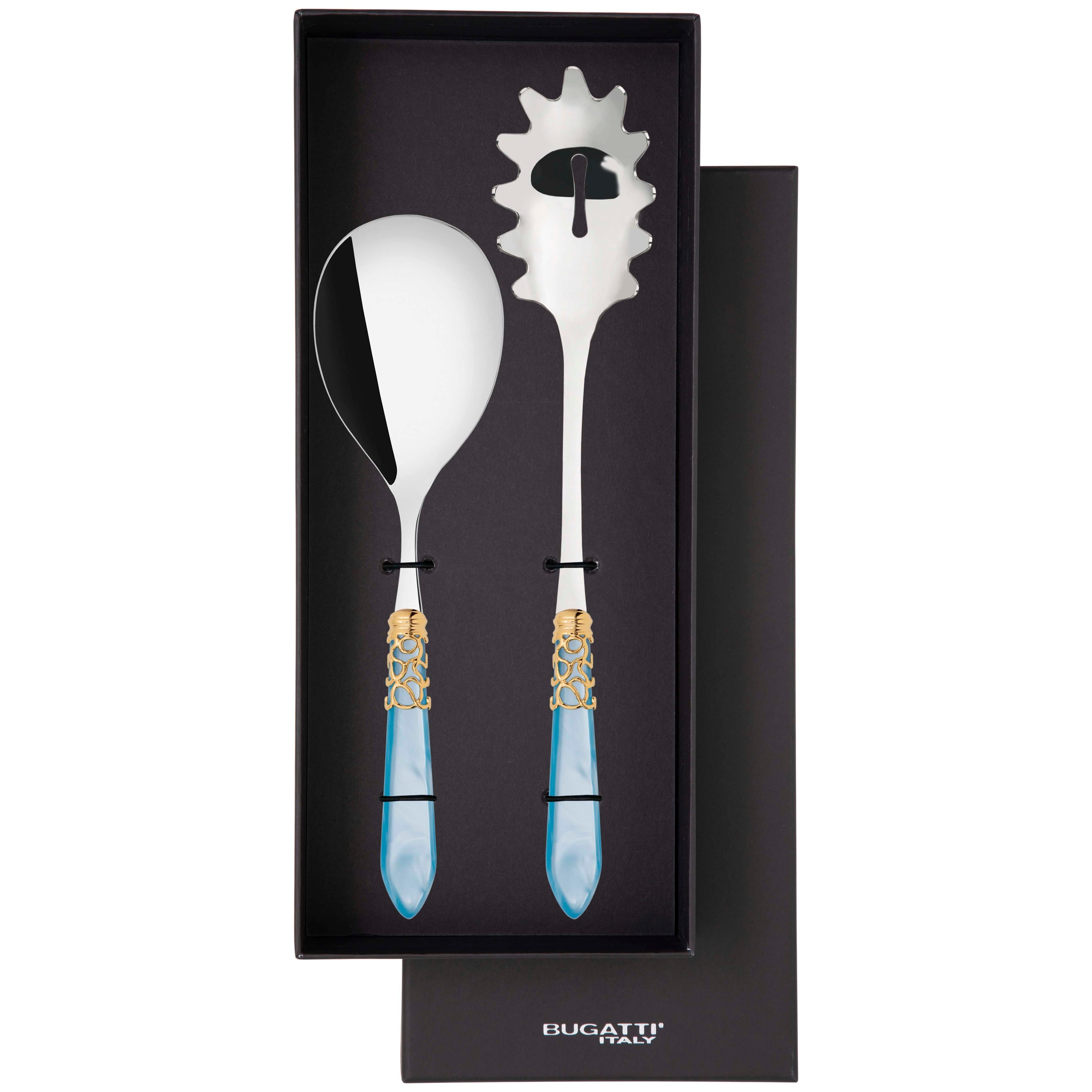 Melodia Gold 2 Piece Pasta Set in gift box - sky blue
