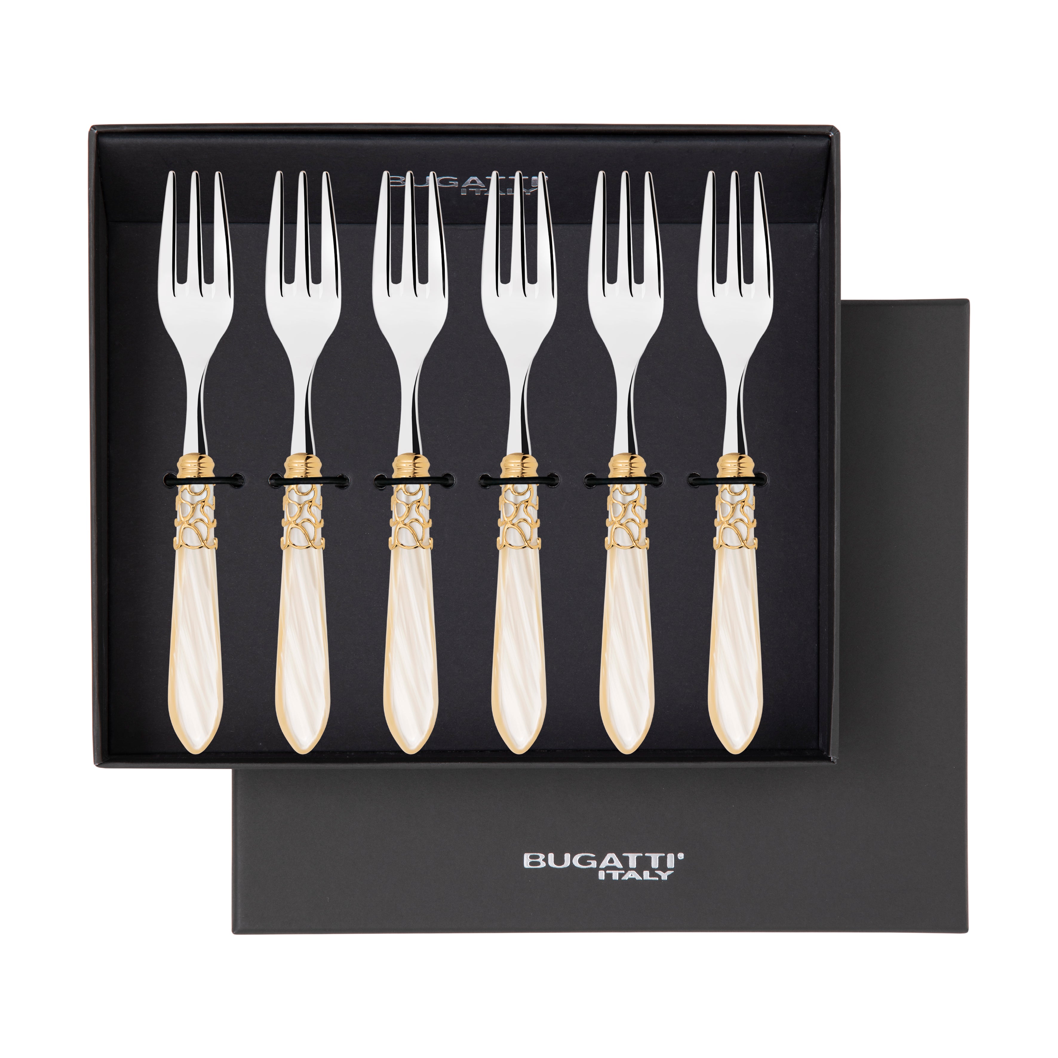 Melodia Gold Cake / Cocktail / Cake Fork Set - ivory