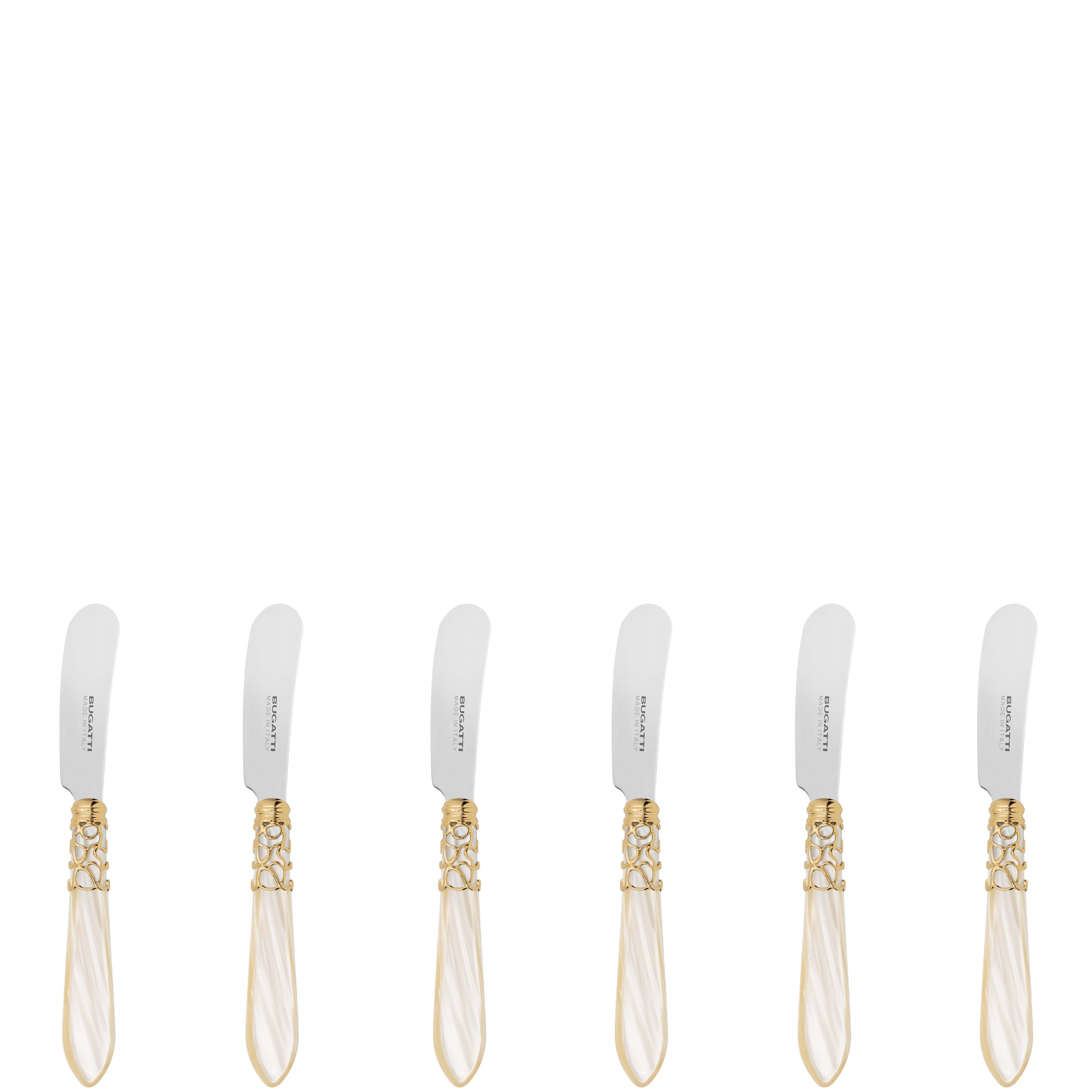 Melodia Gold Spreader / Butter Knife Set - ivory-Casa Bugatti USA