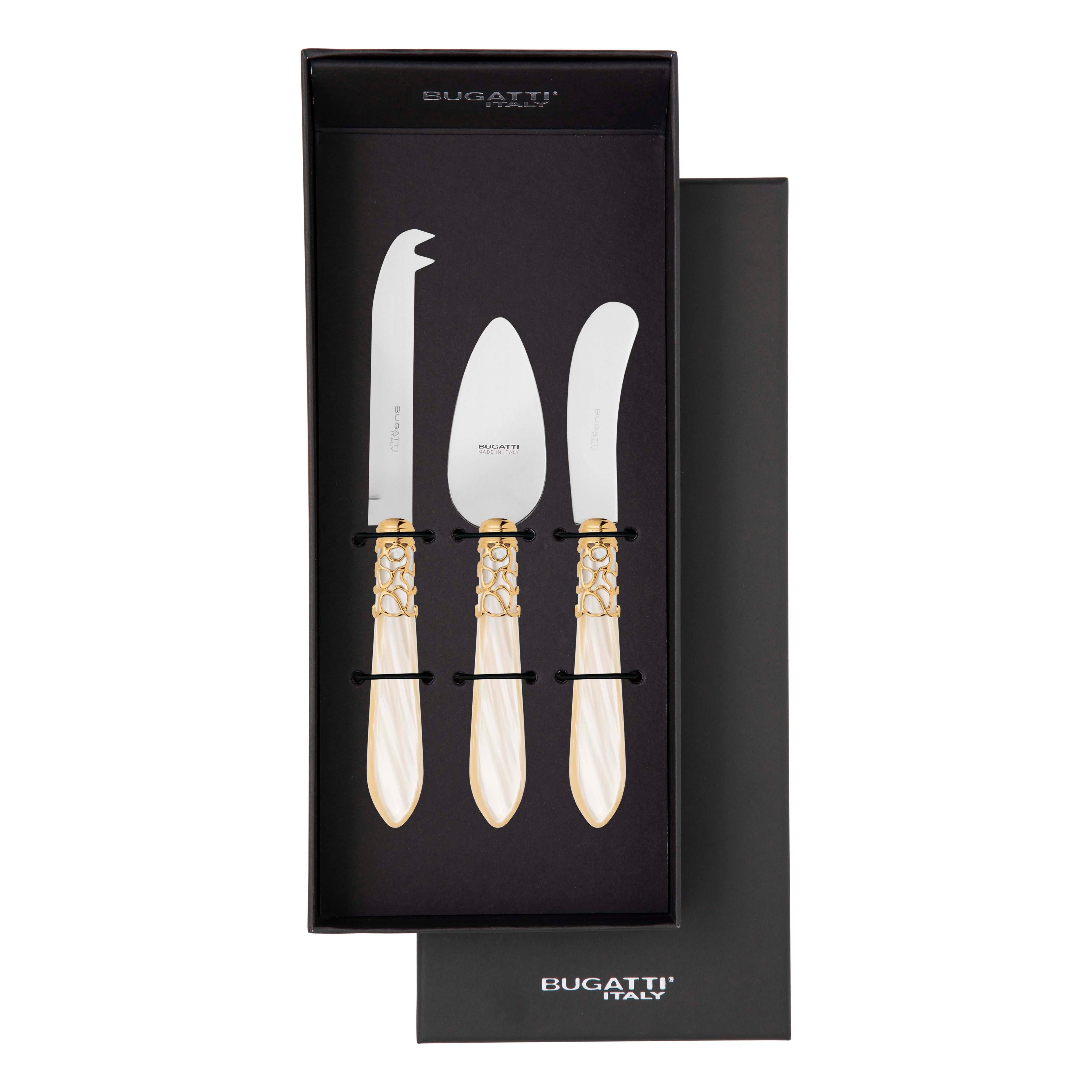 Melodia Gold 3 Piece Cheese Knife Set - ivory