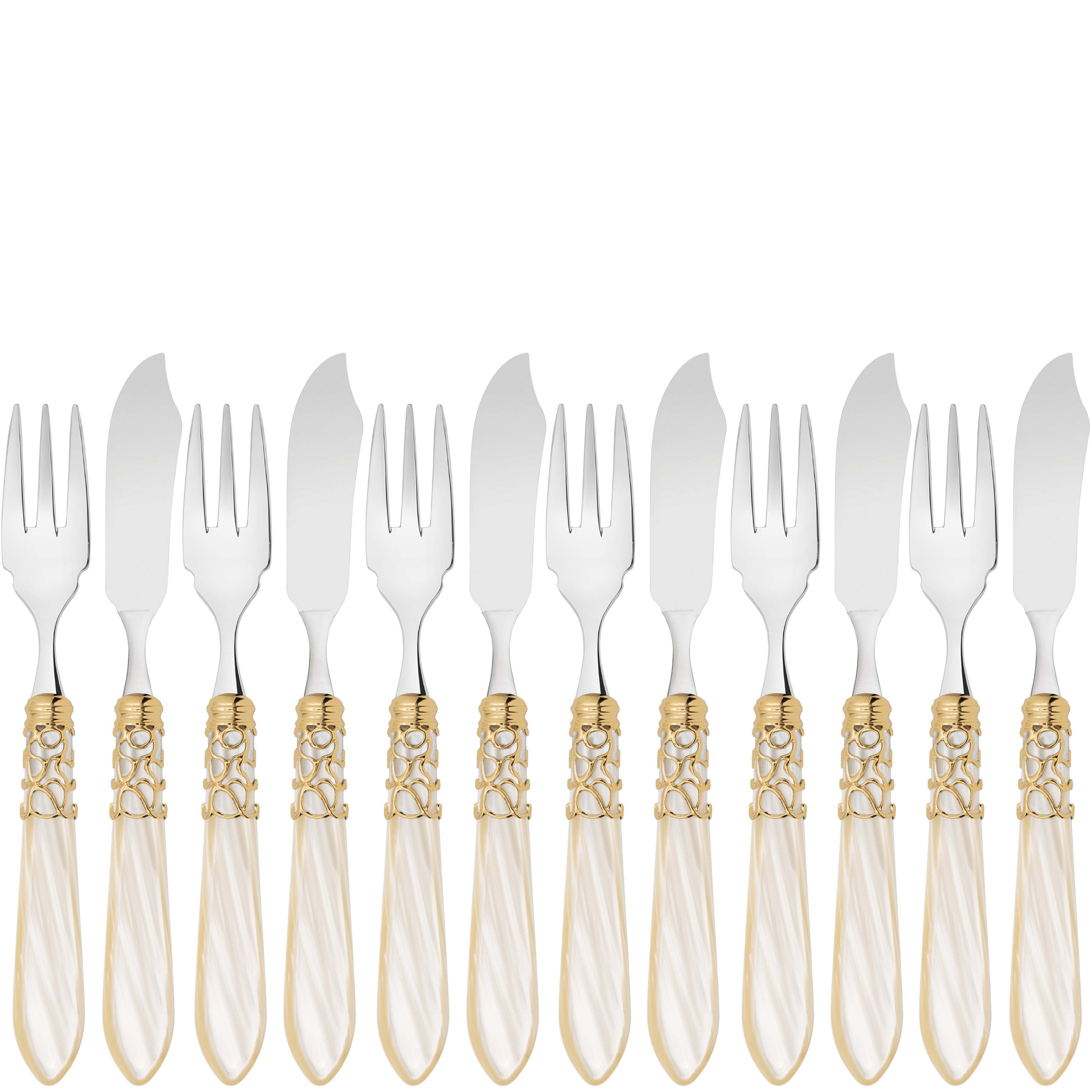 Melodia Gold 12 Piece Fish Set - ivory