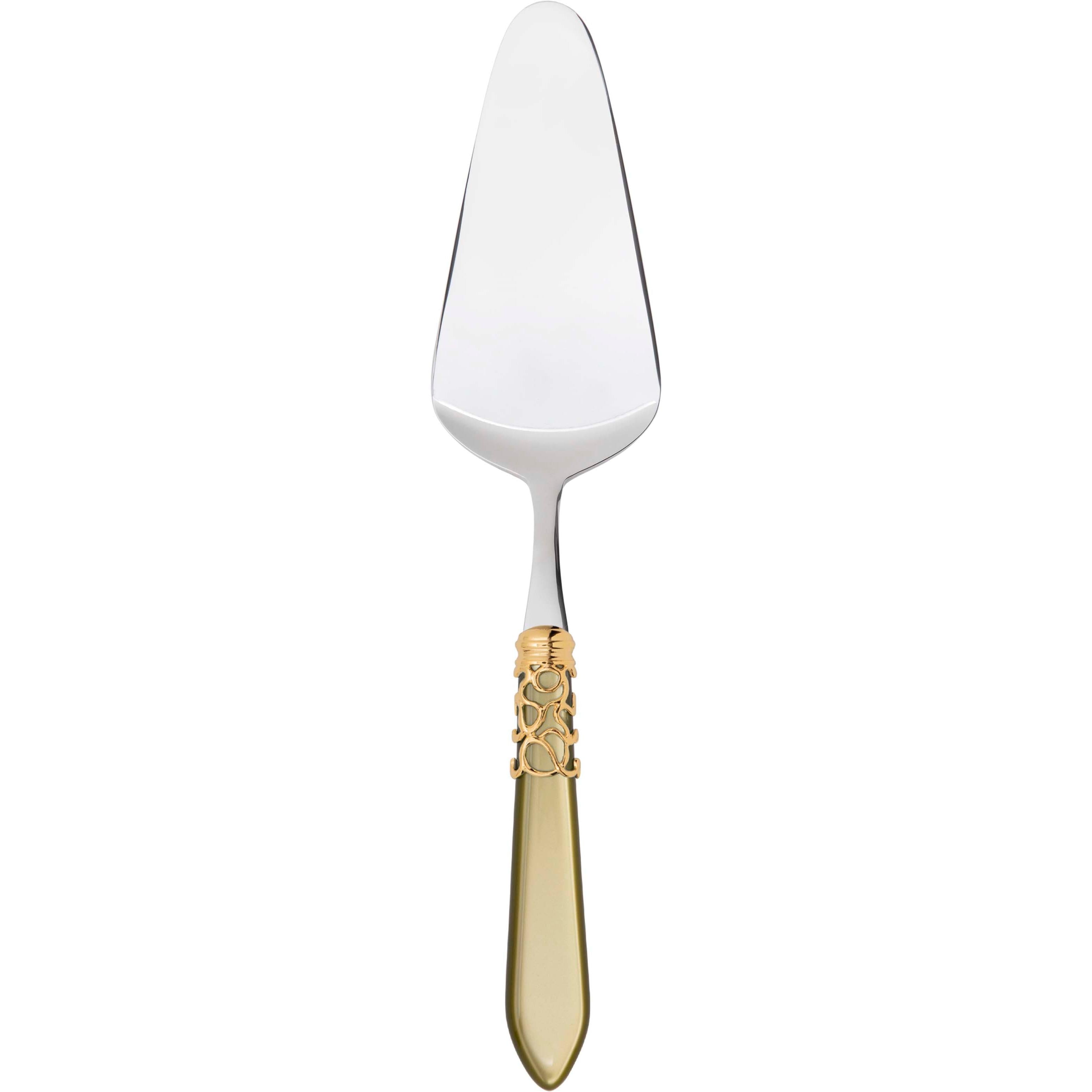 Melodia Gold Cake Server Rounded - chartreuse green
