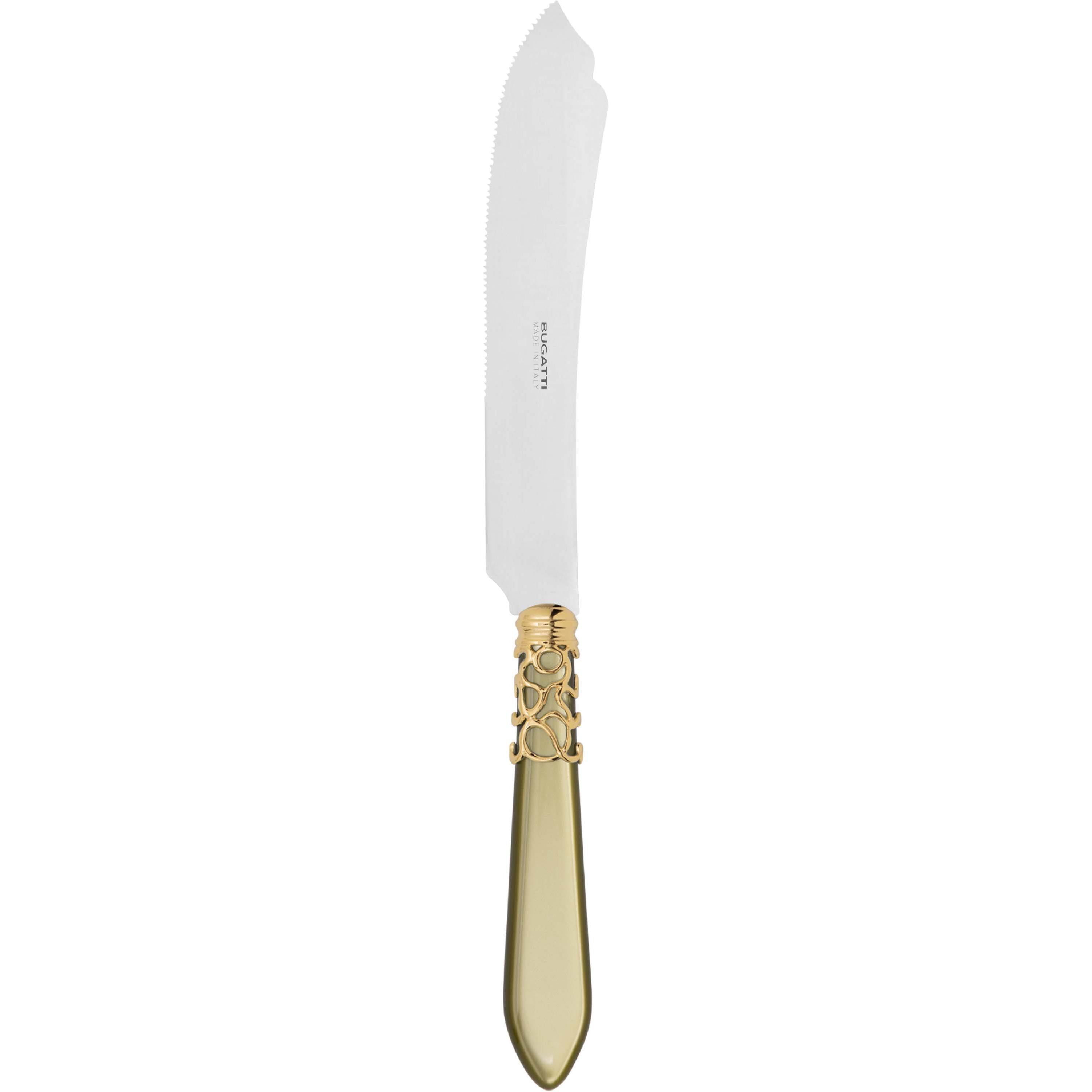 Melodia Gold Cake Knife 28 cm (11.02 inch) - chartreuse green