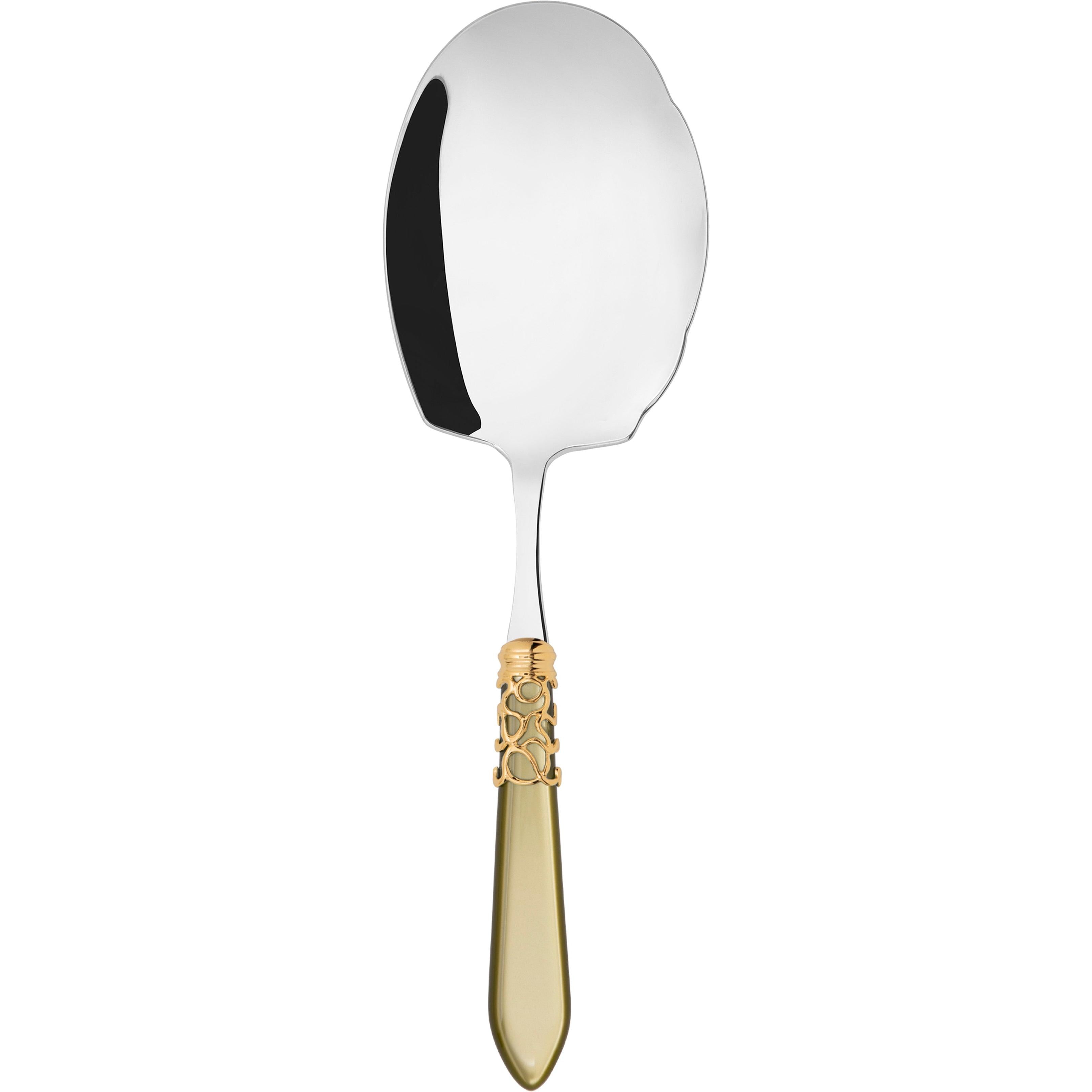 Melodia Gold Kebab Serving Spoon - chartreuse green