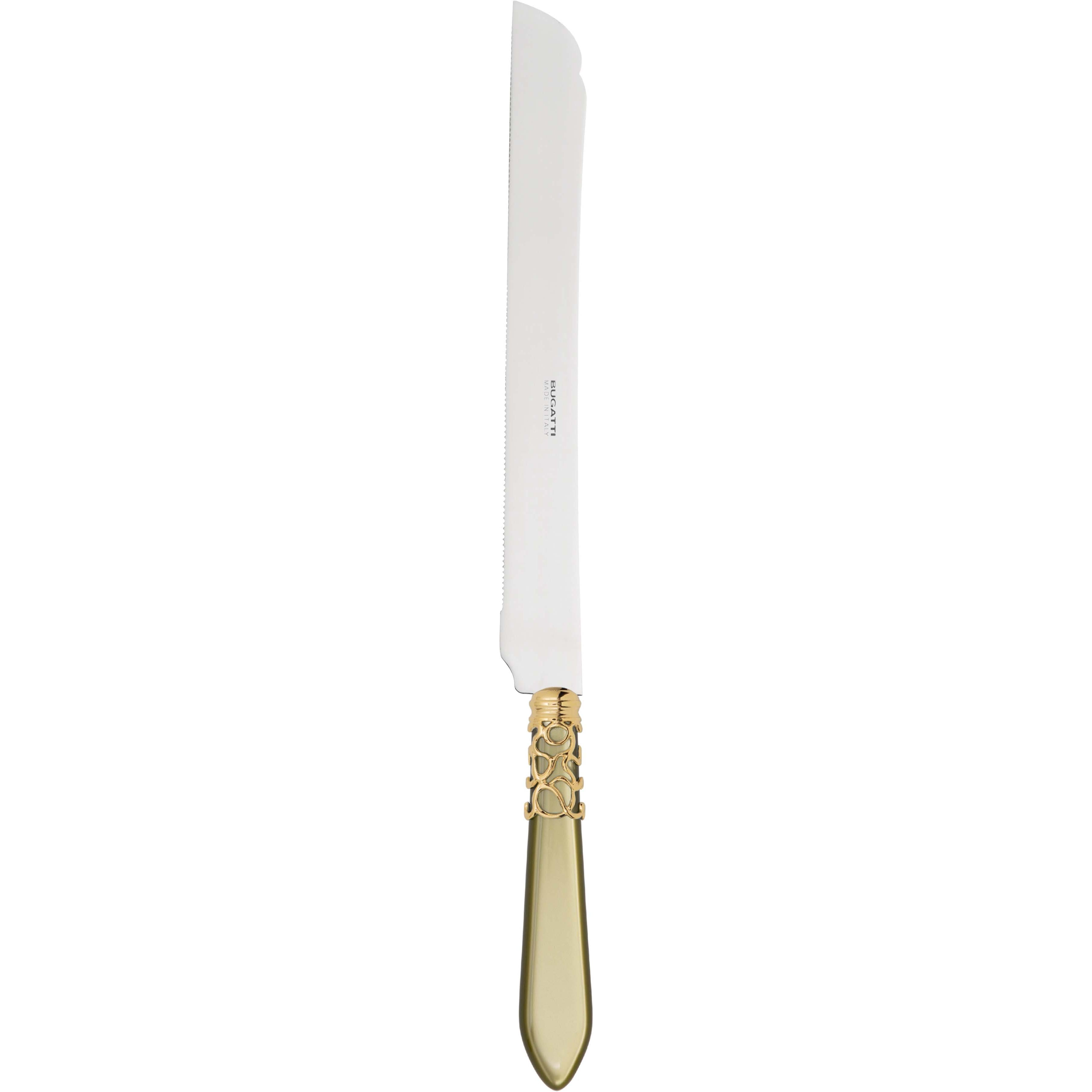 Melodia Gold Long Cake Knife 32 cm (12.60 inch) - chartreuse green