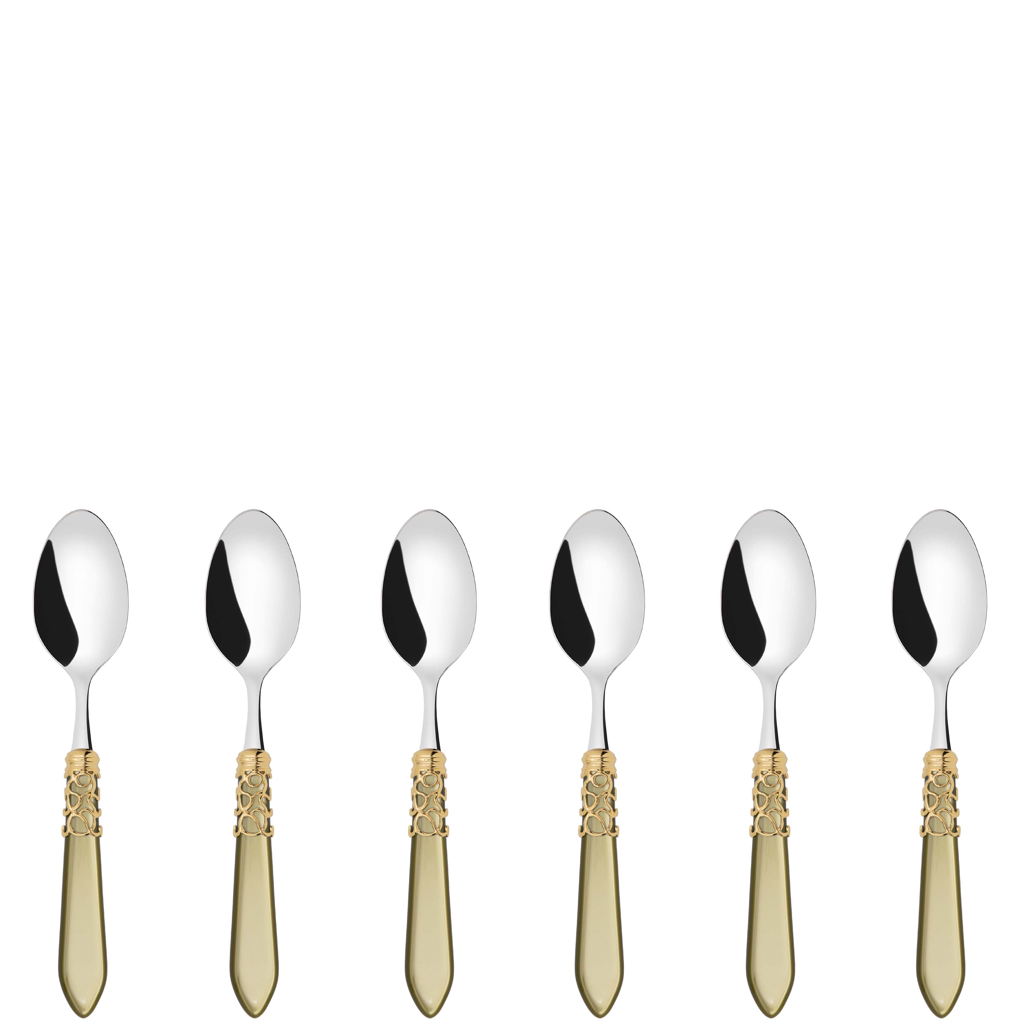 Melodia Gold 6 Piece Coffee Spoon Set in gift box - chartreuse green