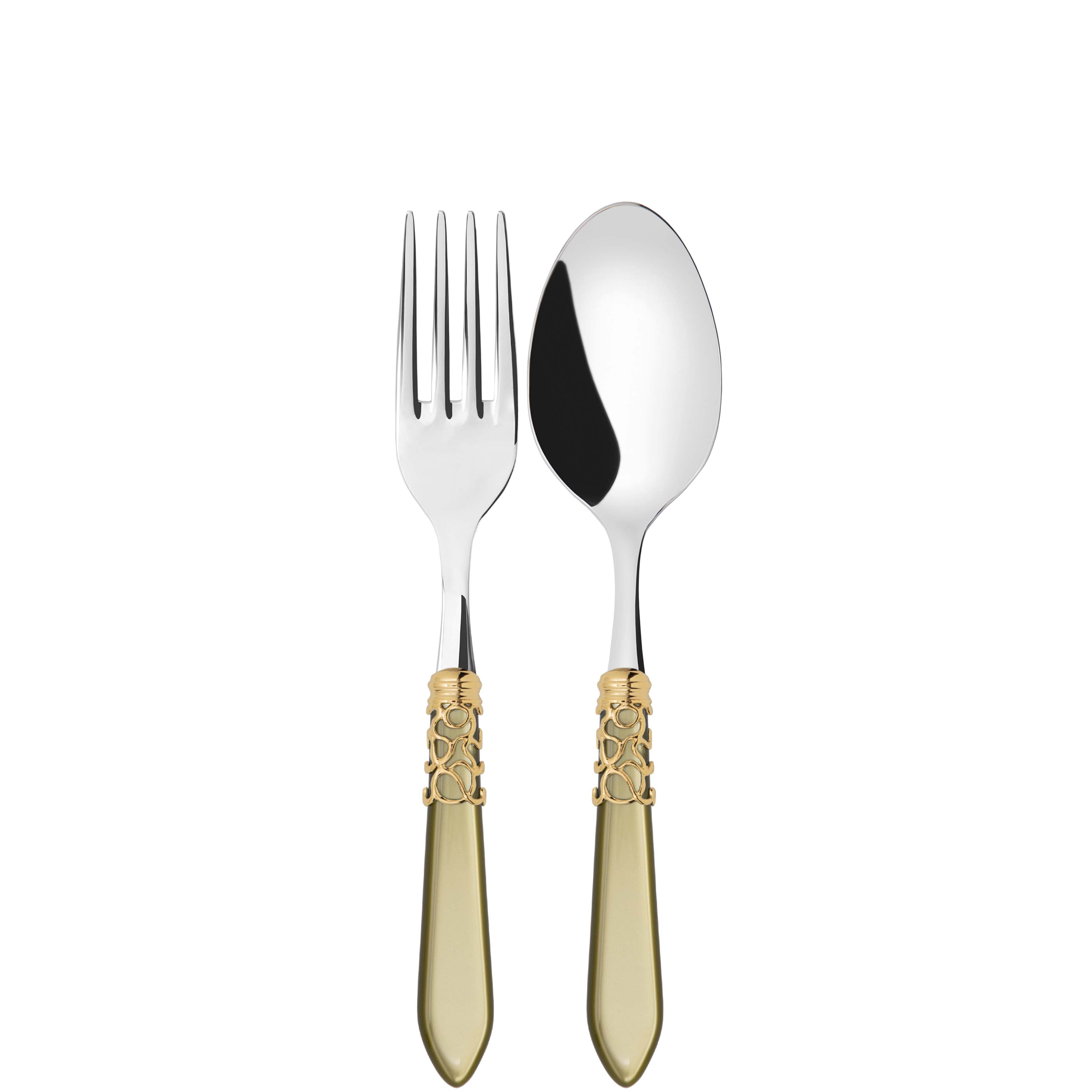 Melodia Gold 2 Piece Serving Set - Chartreuse Green