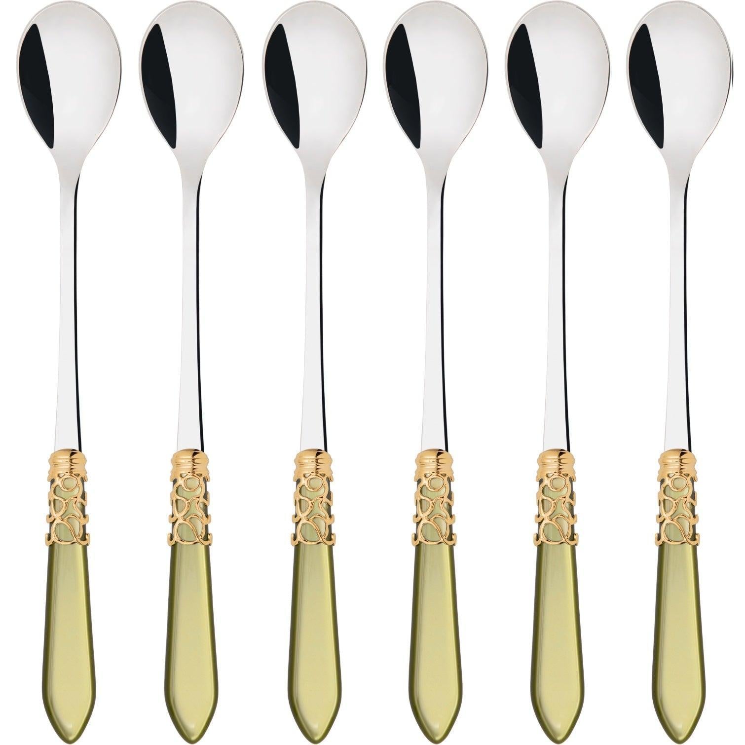 Melodia Gold Ice Tea / Cocktail Spoon Set - Chartreuse Green