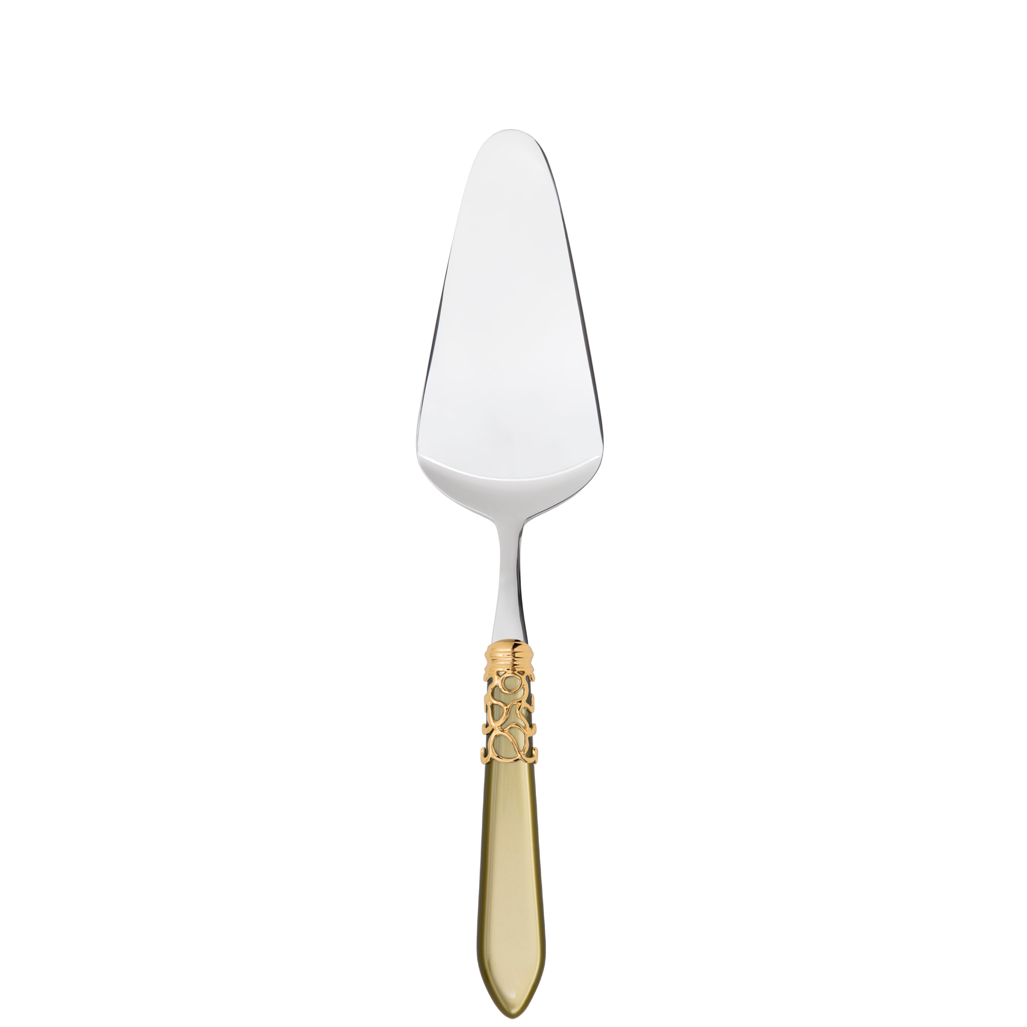 Melodia Gold Cake Server in gift box - chartreuse green