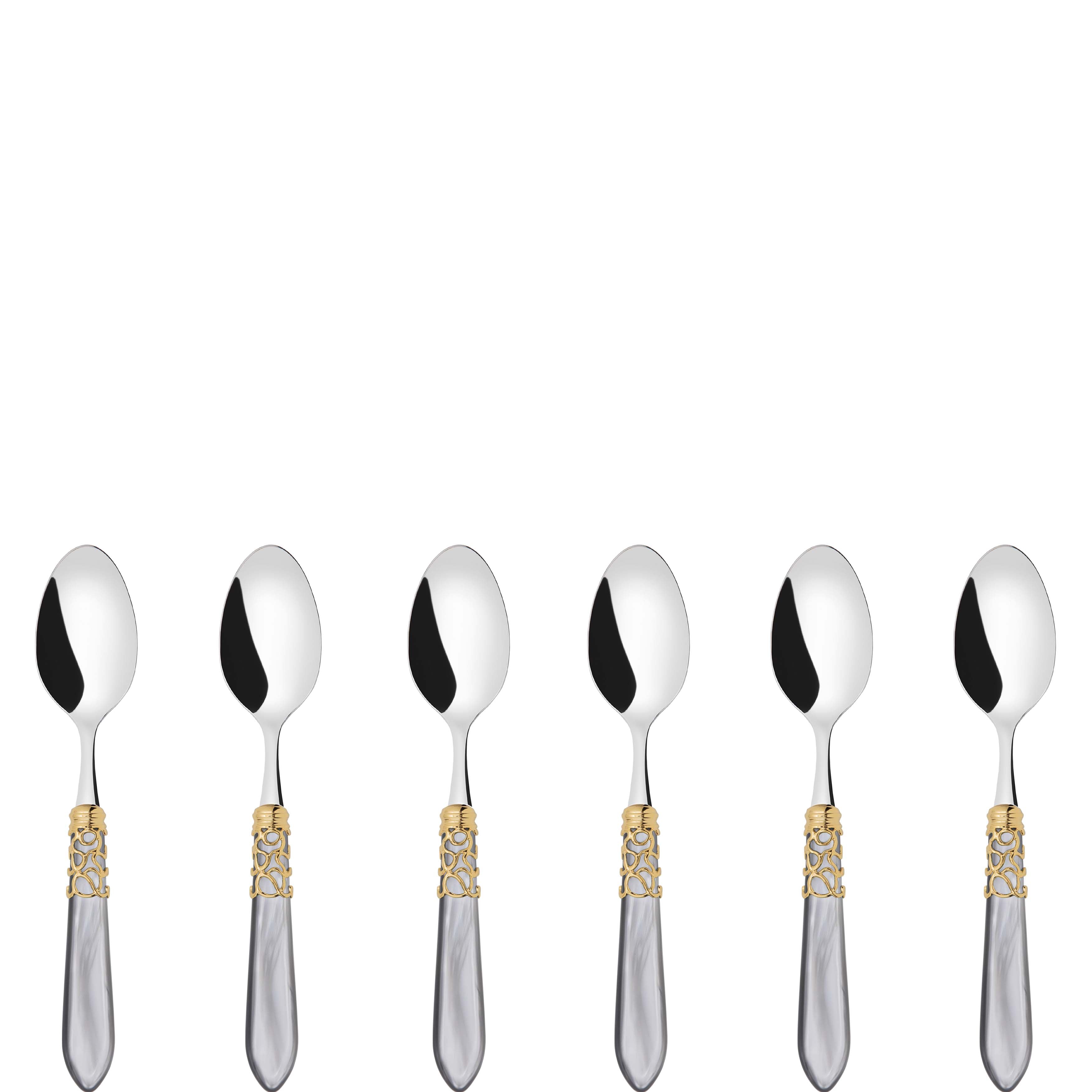 Melodia Gold 6 Piece Coffee Spoon Set in gift box - gray