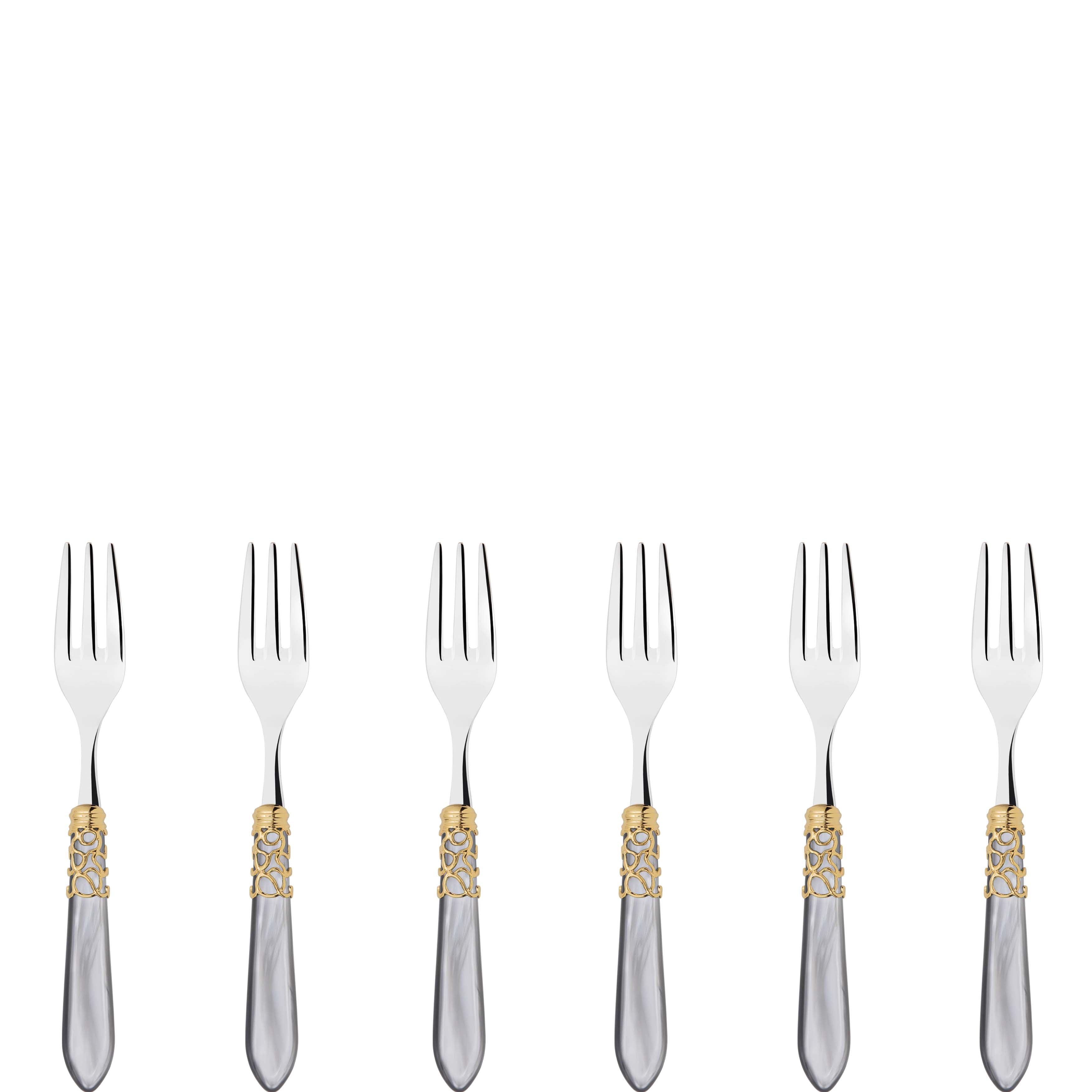 Melodia Gold Cocktail / Cake Fork Set in gift box - gray
