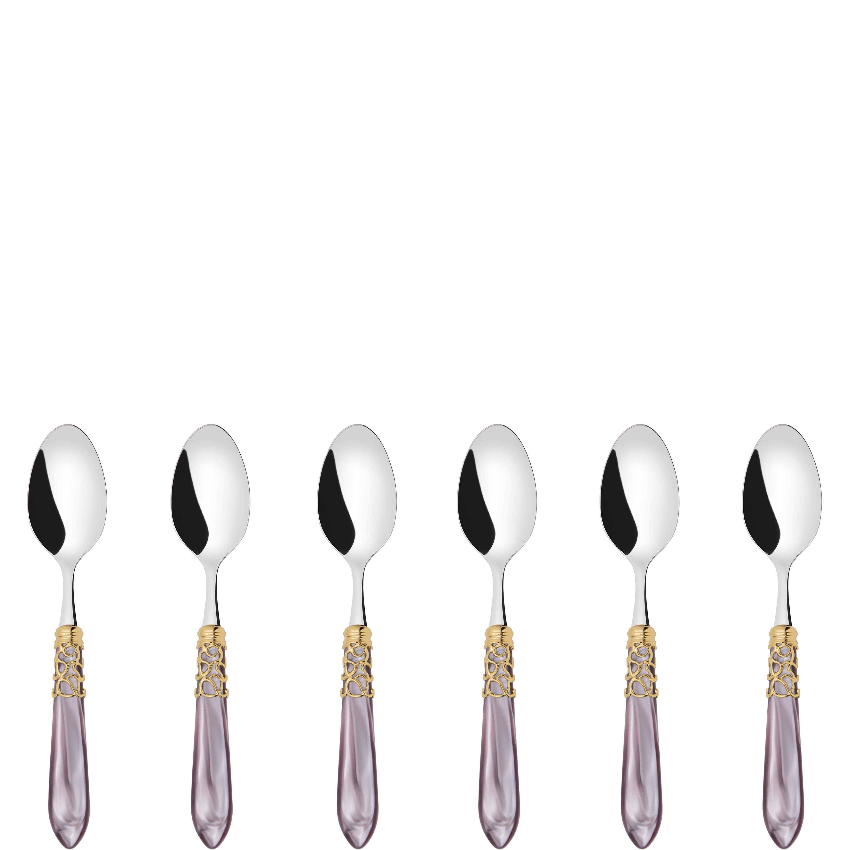 Melodia Gold 6 Piece Coffee Spoon Set in gift box - lilac