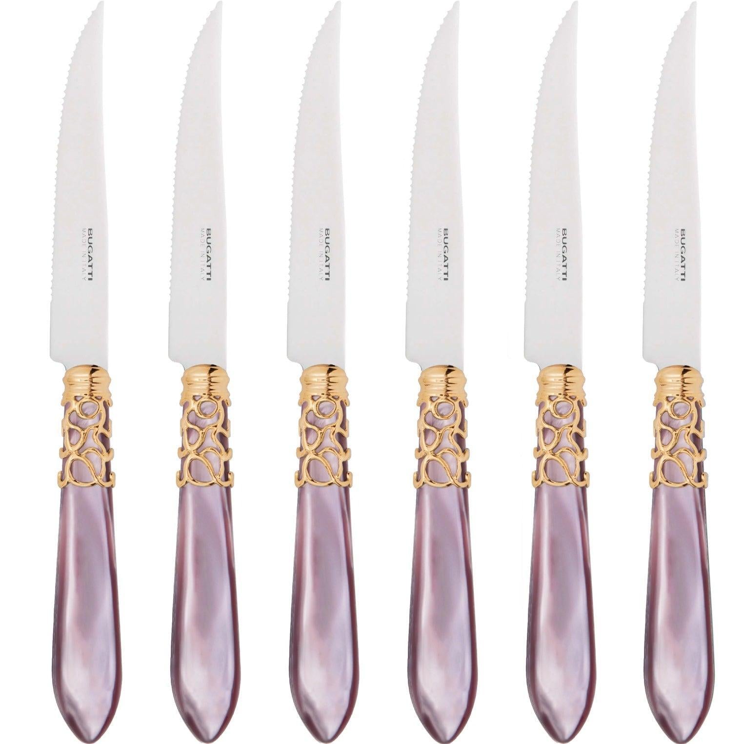 Melodia Gold 6 Piece Steak knife Set - Lilac