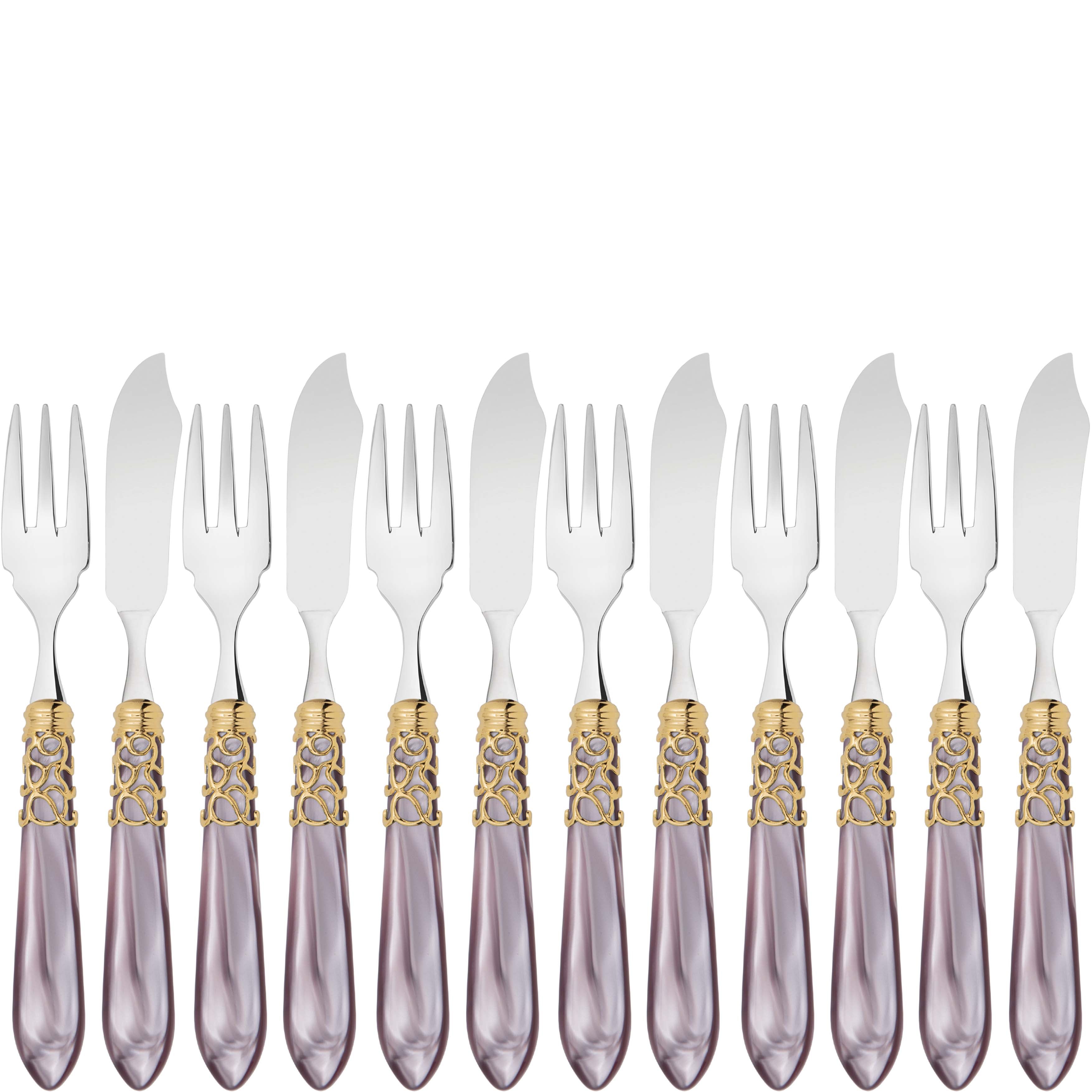 Melodia Gold 12 Piece Fish Set - lilac