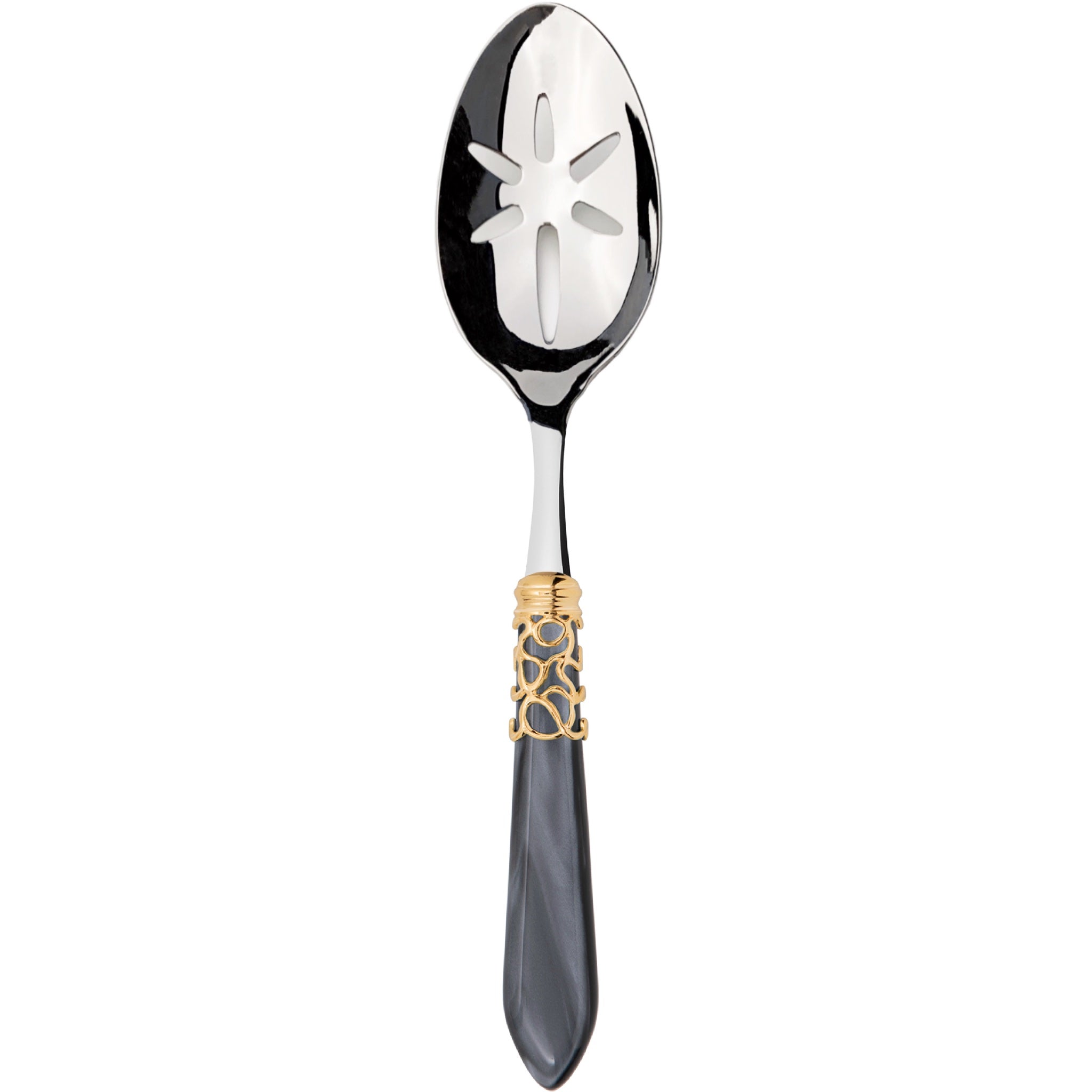 Melodia Gold Slotted Serving Spoon - Charcoal