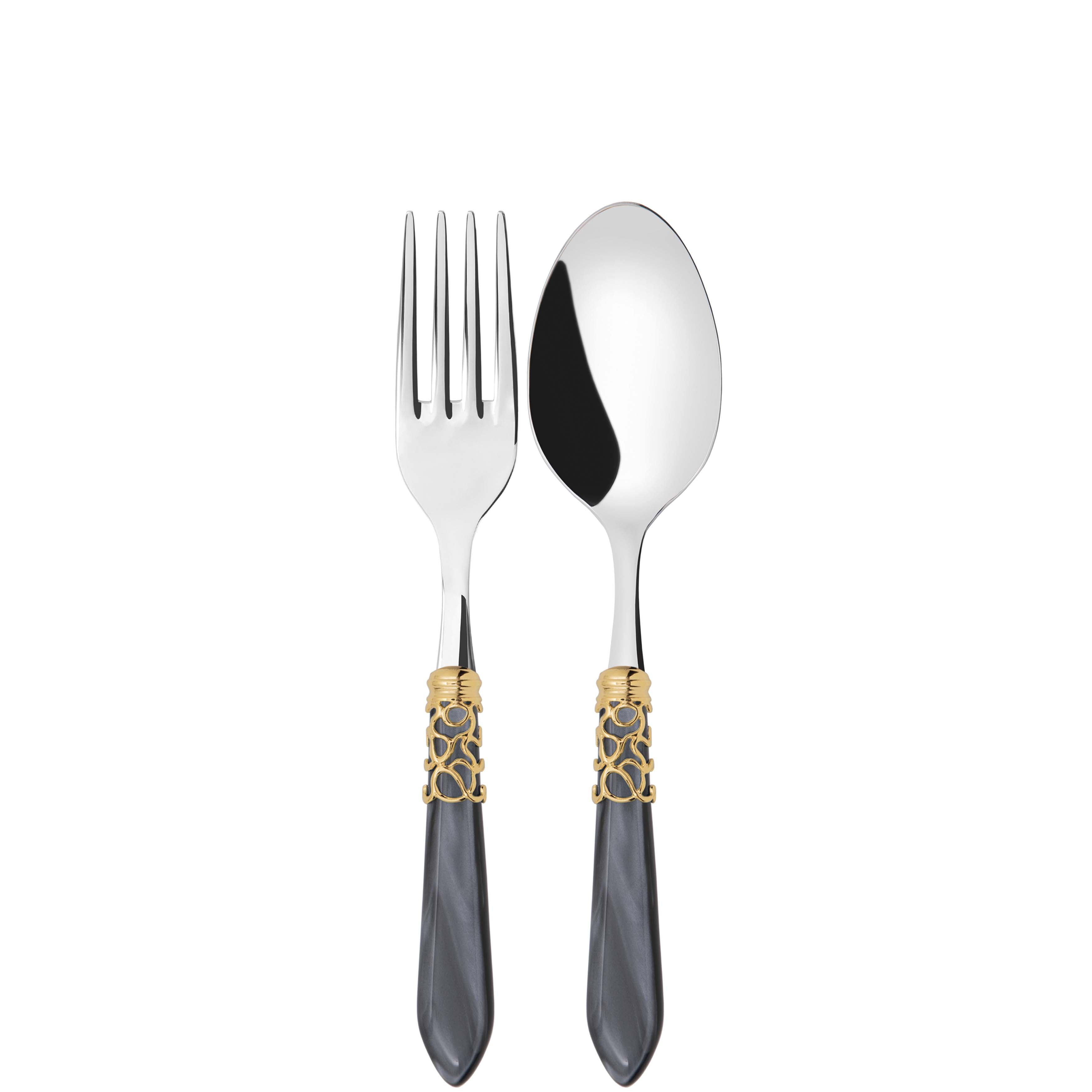 Melodia Gold 2 Piece Serving Set - Charcoal