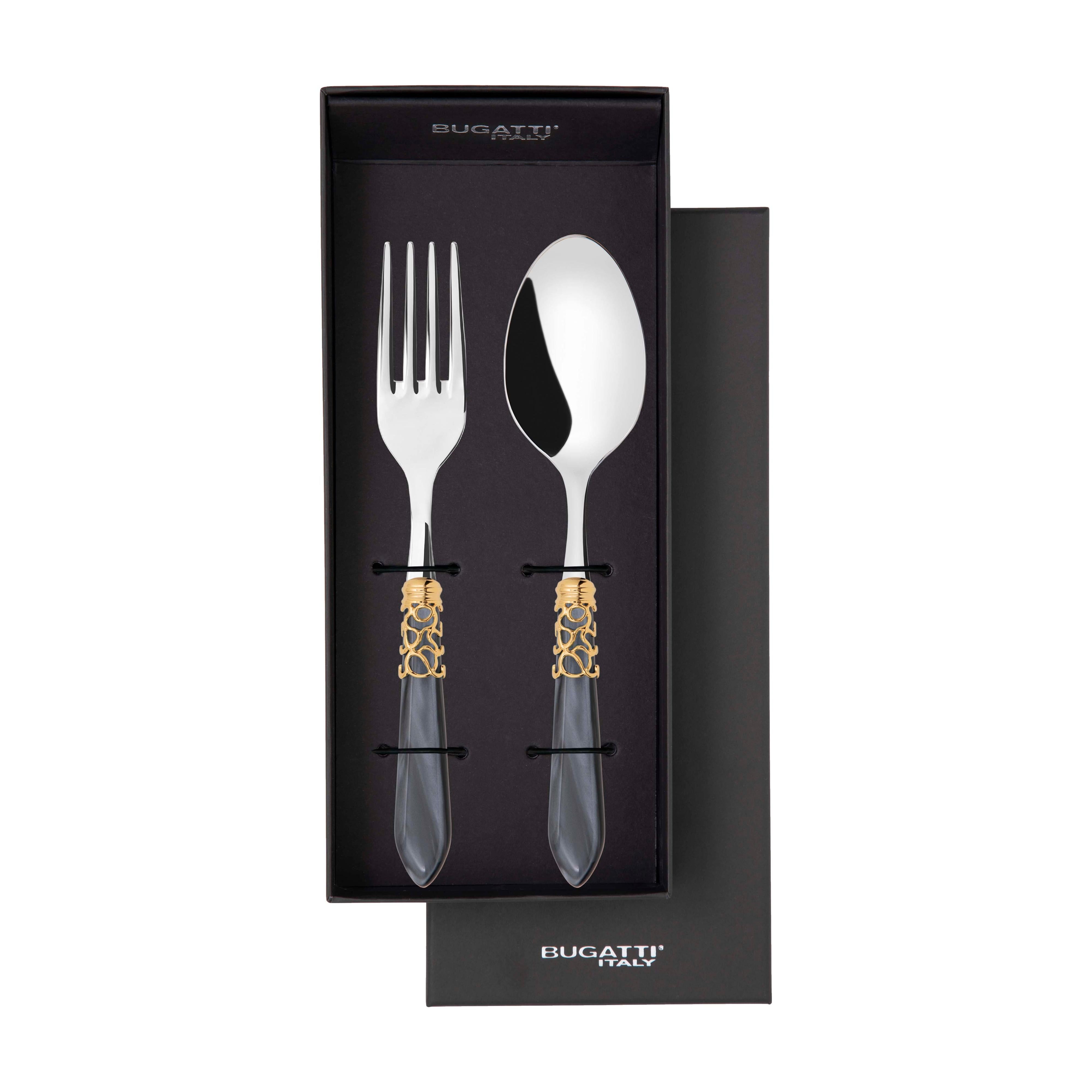 Melodia Gold 2 Piece Serving Set - Charcoal