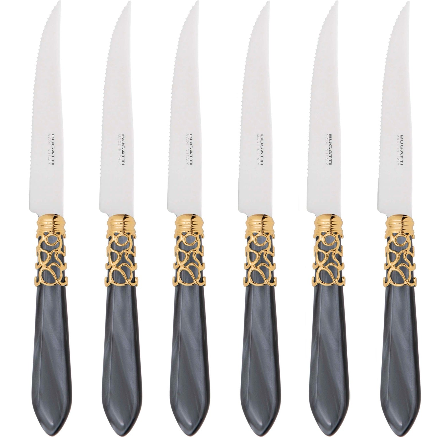 Melodia Gold 6 Piece Steak knife Set - Charcoal