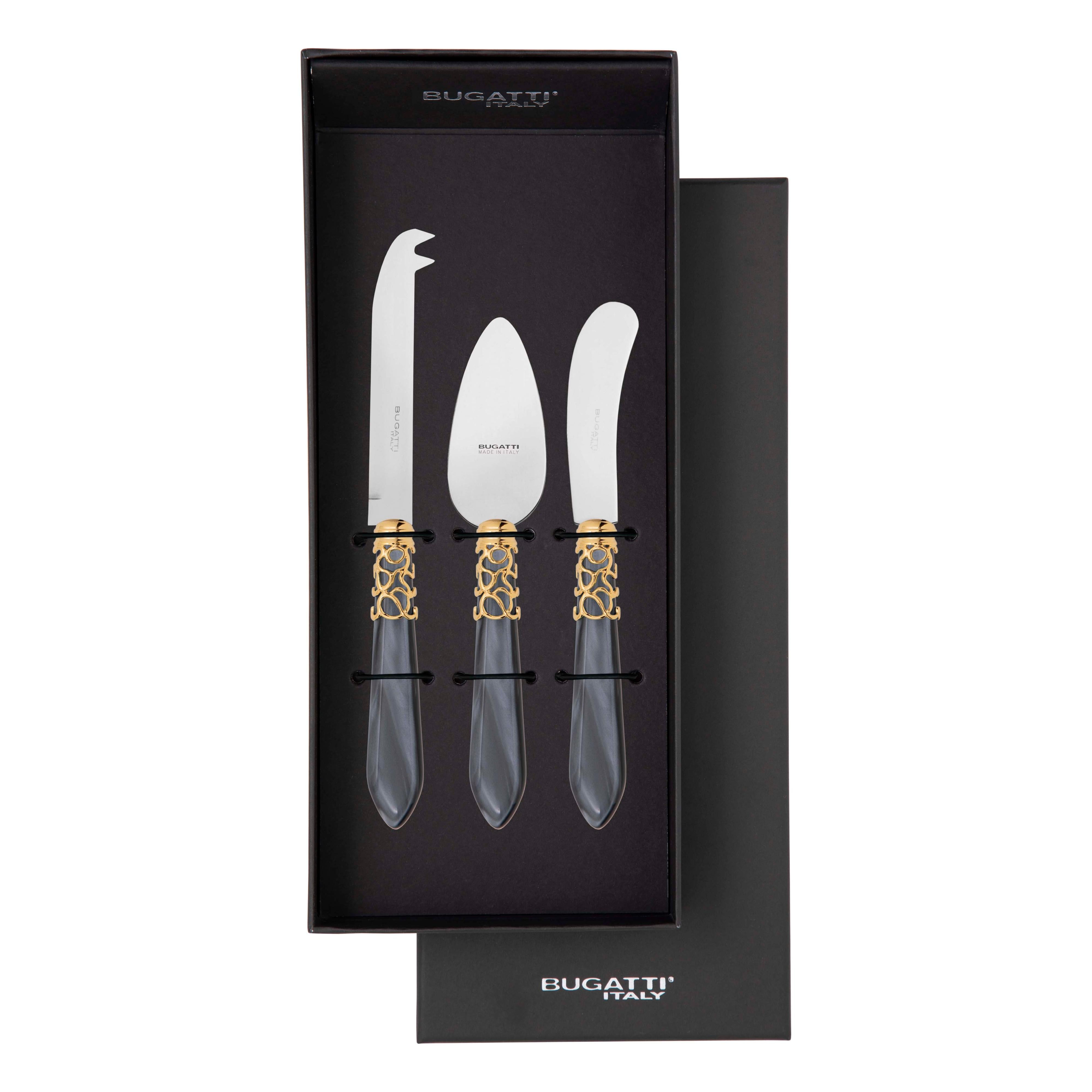 Melodia Gold 3 Piece Cheese Knife Set - charcoal